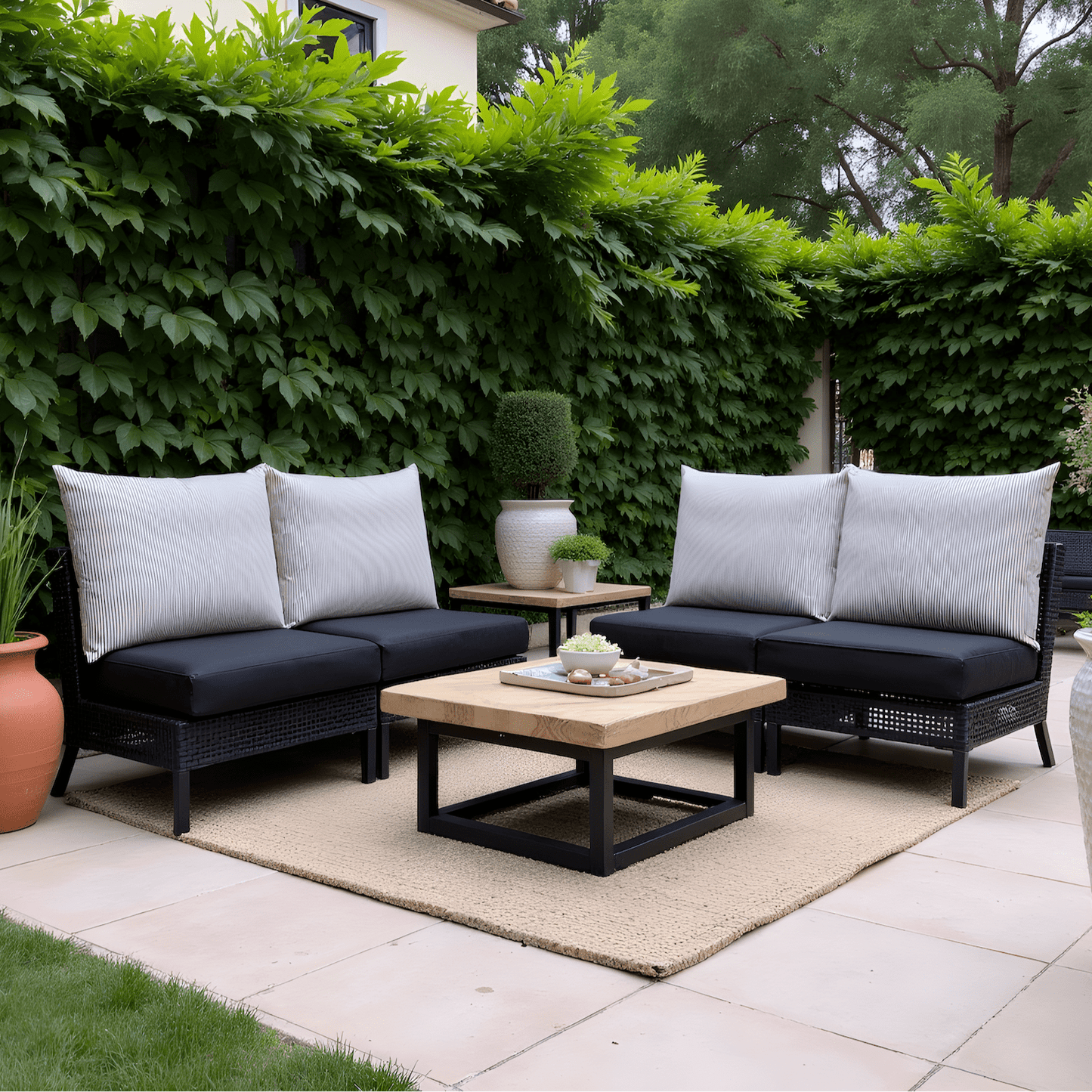 Beige Stripe Outdoor Pillow Covers – 2 Pack – Compatible with IKEA Duvholmen & Kuddarna from PriceLows™