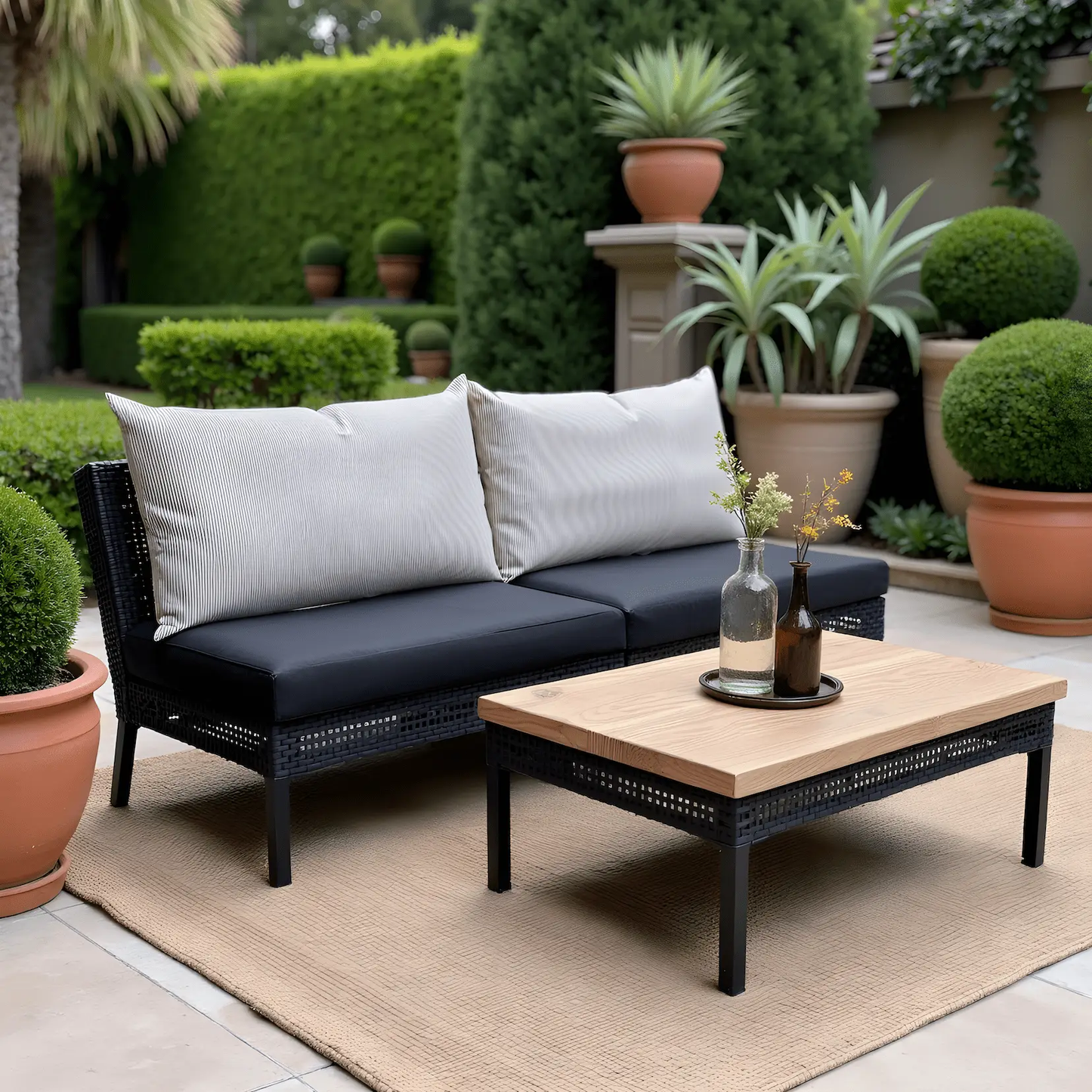 Beige Stripe Outdoor Pillow Covers – 2 Pack – Compatible with IKEA Duvholmen & Kuddarna from PriceLows™
