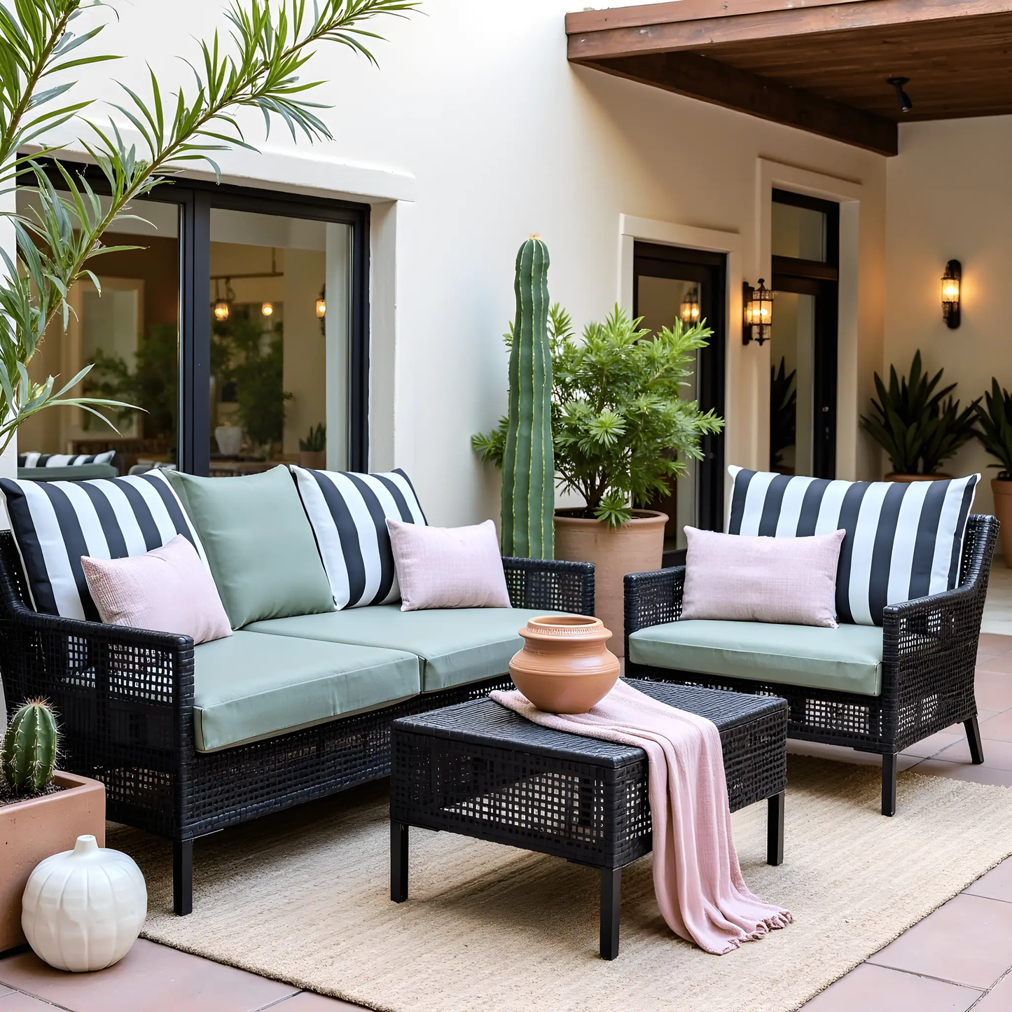Black White Stripe Outdoor Pillow Covers – 2 Pack – Compatible with IKEA Duvholmen & Kuddarna from PriceLows™