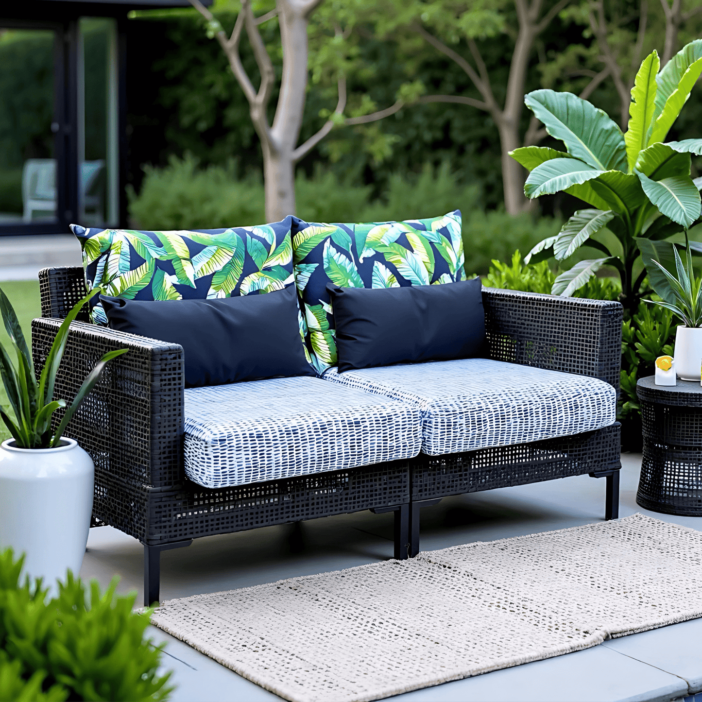 Green Banana Leaf Outdoor Pillow Covers – 2 Pack – Compatible with IKEA Duvholmen & Kuddarna from PriceLows™