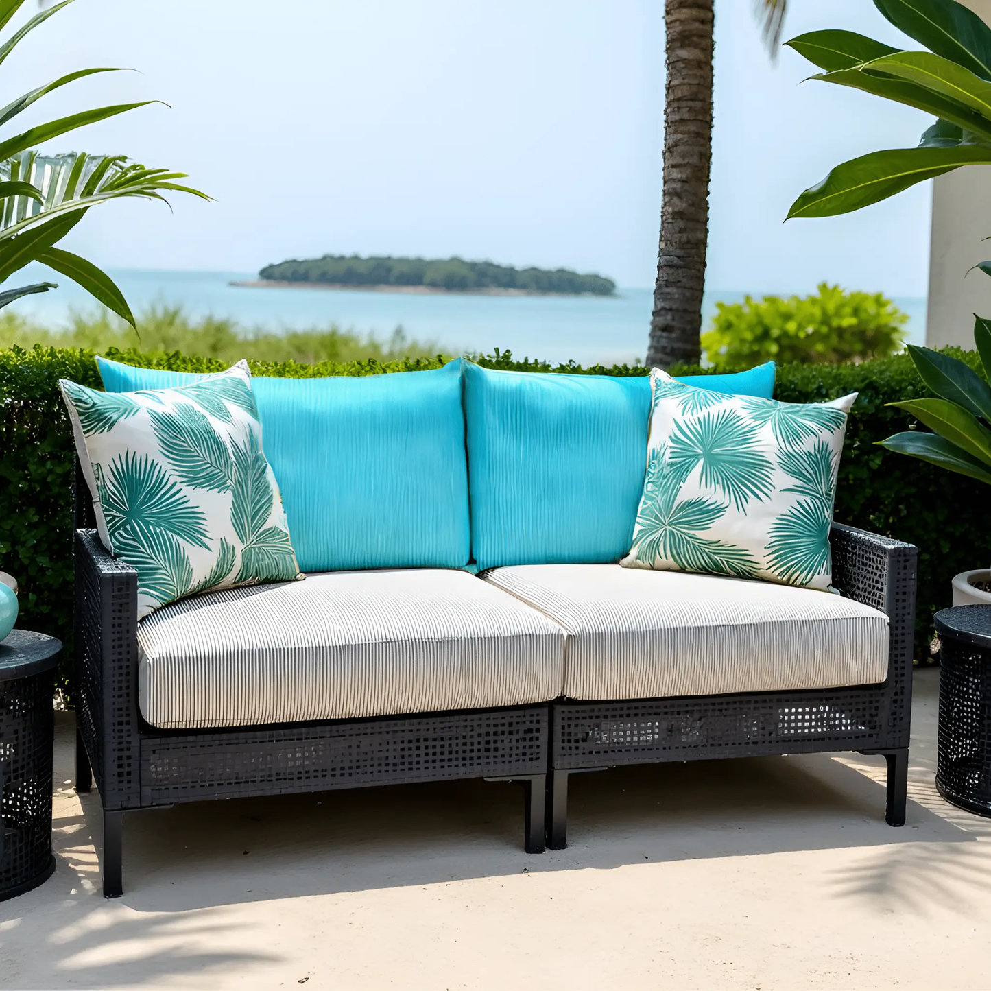 Beige Stripe Outdoor Seat Cushion Covers – 2 Pack – Compatible with IKEA Duvholmen from PriceLows™