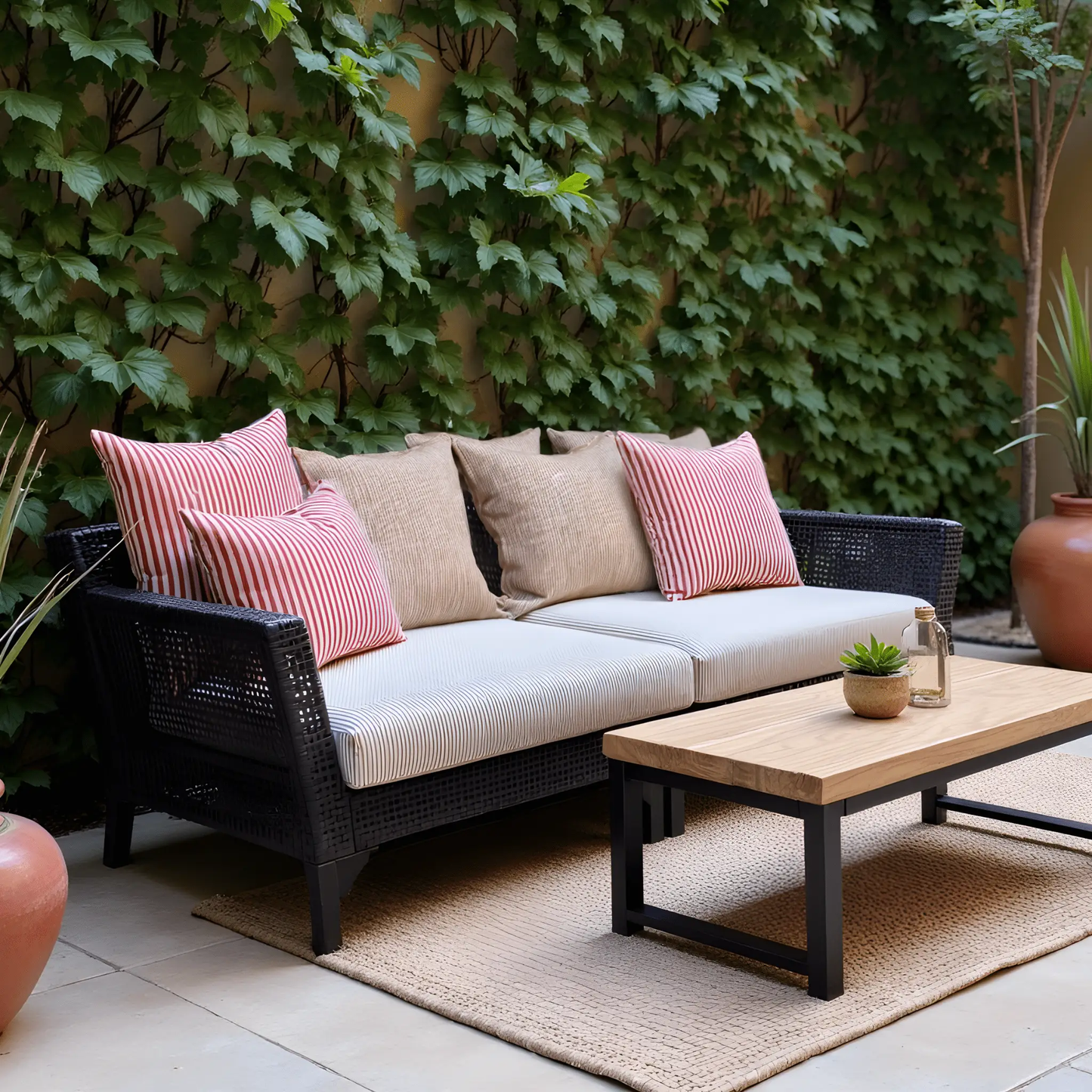Beige Stripe Outdoor Seat Cushion Covers – 2 Pack – Compatible with IKEA Duvholmen from PriceLows™