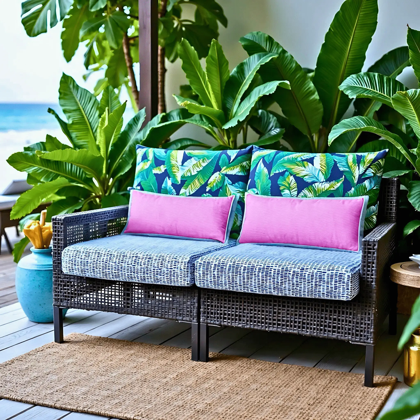 Blue Rain Outdoor Seat Cushion Covers – 2 Pack – Compatible with IKEA Duvholmen from PriceLows™