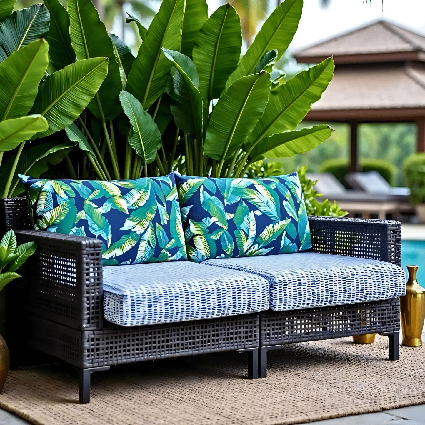 Blue Rain Outdoor Seat Cushion Covers – 2 Pack – Compatible with IKEA Duvholmen from PriceLows™