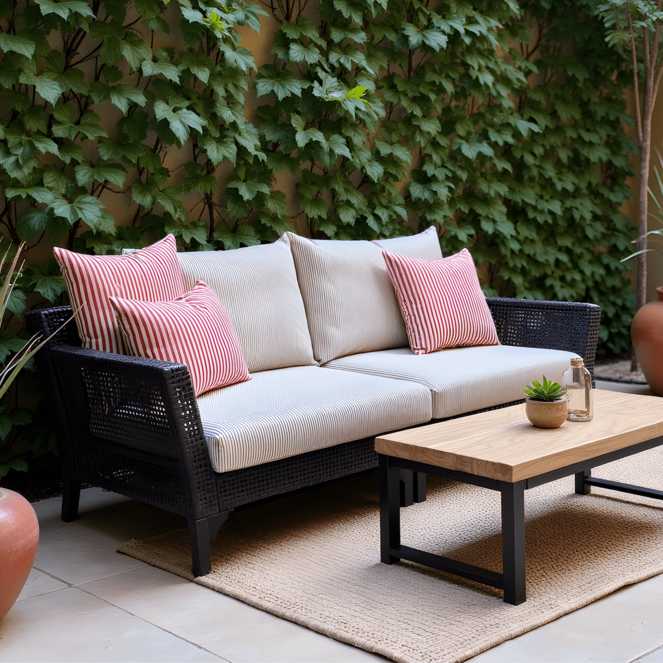 Beige Stripe Cushion Covers Compatible with IKEA DUVHOLMEN | Outdoor Replacement Covers | Patio Slipcovers from PriceLows™