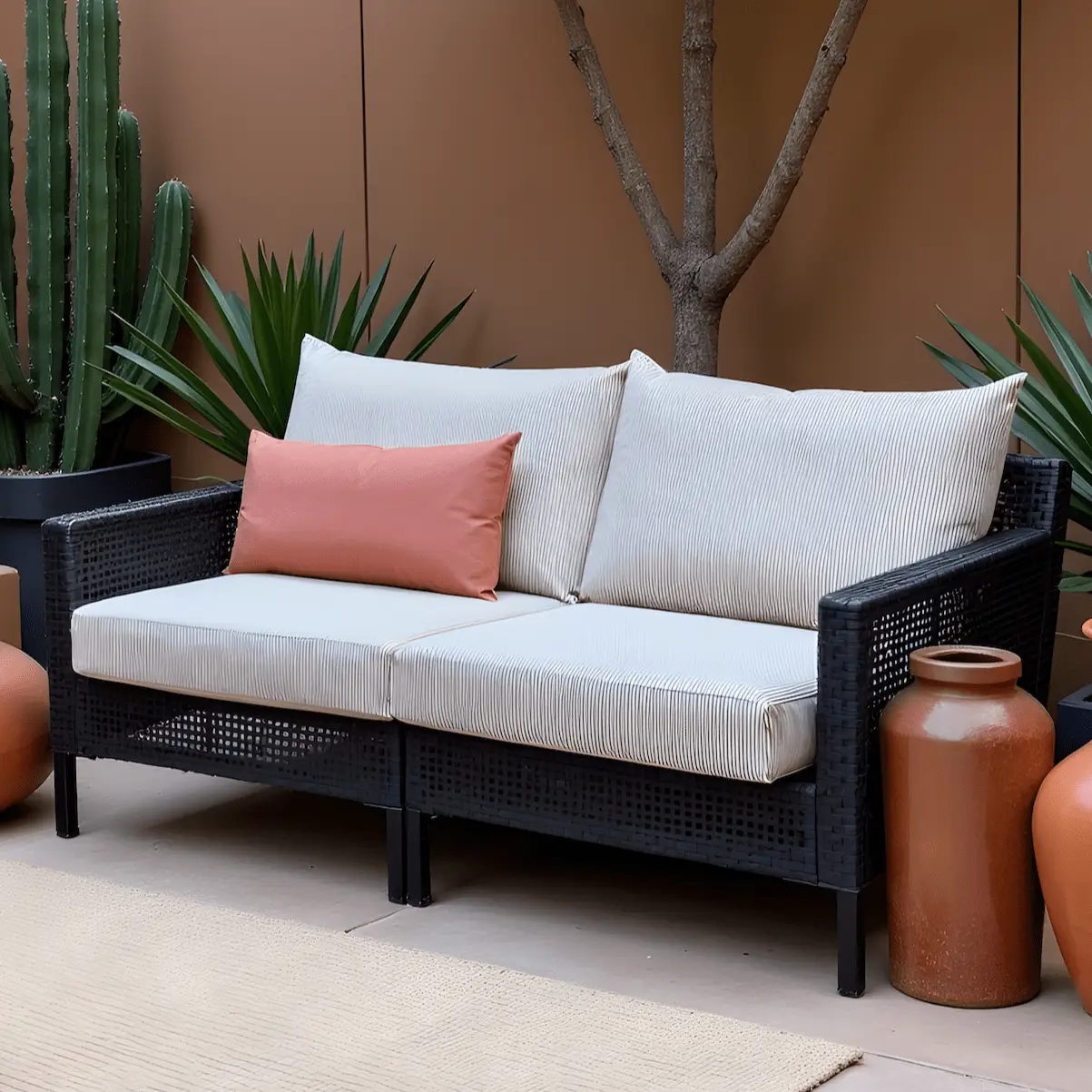 Beige Stripe Cushion Covers Compatible with IKEA DUVHOLMEN | Outdoor Replacement Covers | Patio Slipcovers from PriceLows™