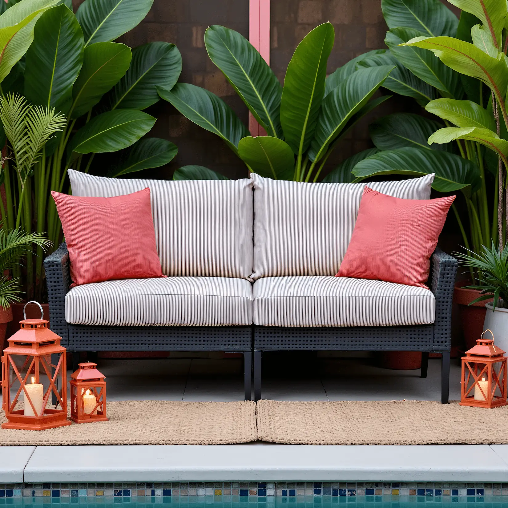 Beige Stripe Cushion Covers Compatible with IKEA DUVHOLMEN | Outdoor Replacement Covers | Patio Slipcovers from PriceLows™