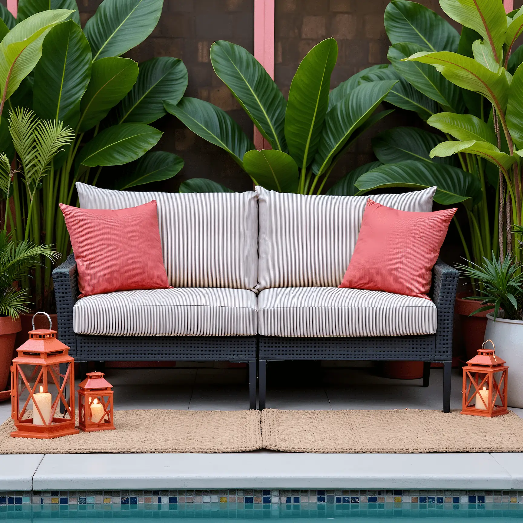 Beige Stripe Outdoor Pillow Covers – 2 Pack – Compatible with IKEA Duvholmen & Kuddarna from PriceLows™