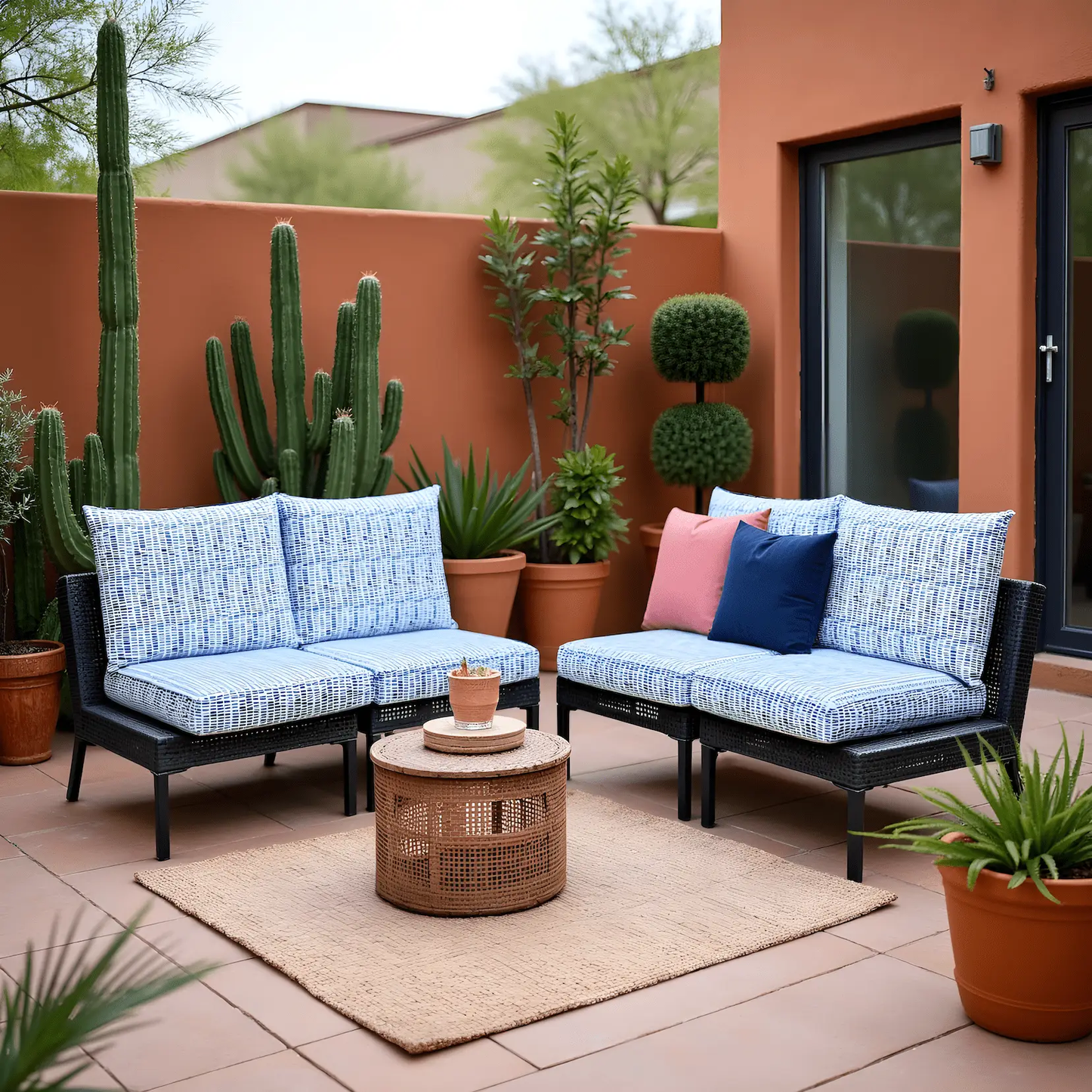 Blue Rain Outdoor Slipcover Set – 4 Pack (2 Pillow Covers + 2 Seat Covers) – Compatible with Select IKEA Cushions from PriceLows™