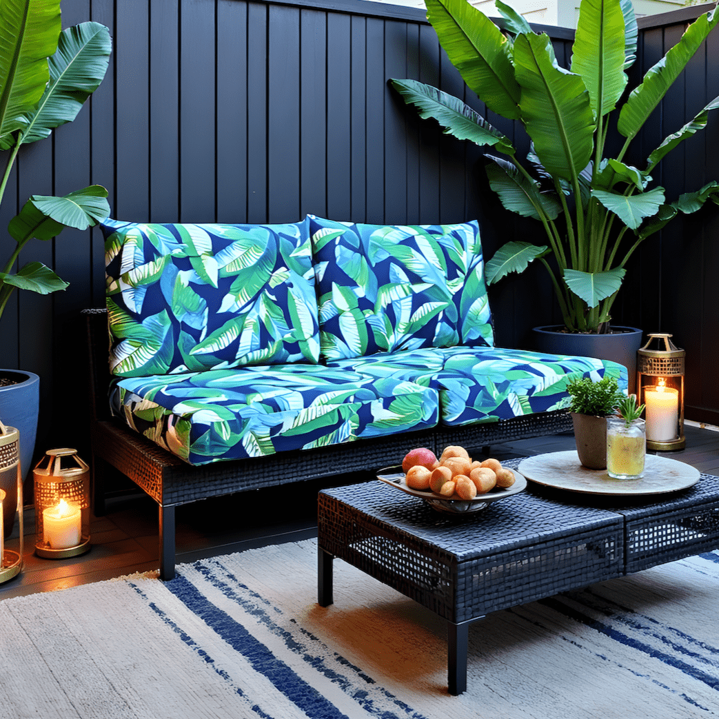 Navy Green Banana Leaf Outdoor Slip Covers, Compatible with IKEA Duvholmen from PriceLows™
