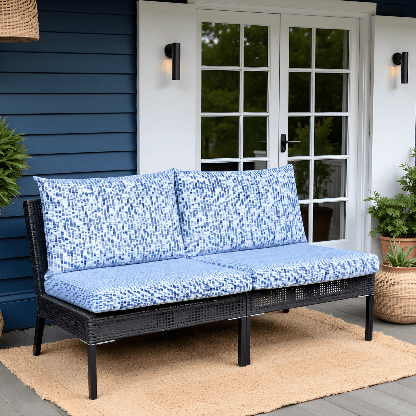 Blue Rain Outdoor Slipcover Set – 4 Pack (2 Pillow Covers + 2 Seat Covers) – Compatible with Select IKEA Cushions from PriceLows™
