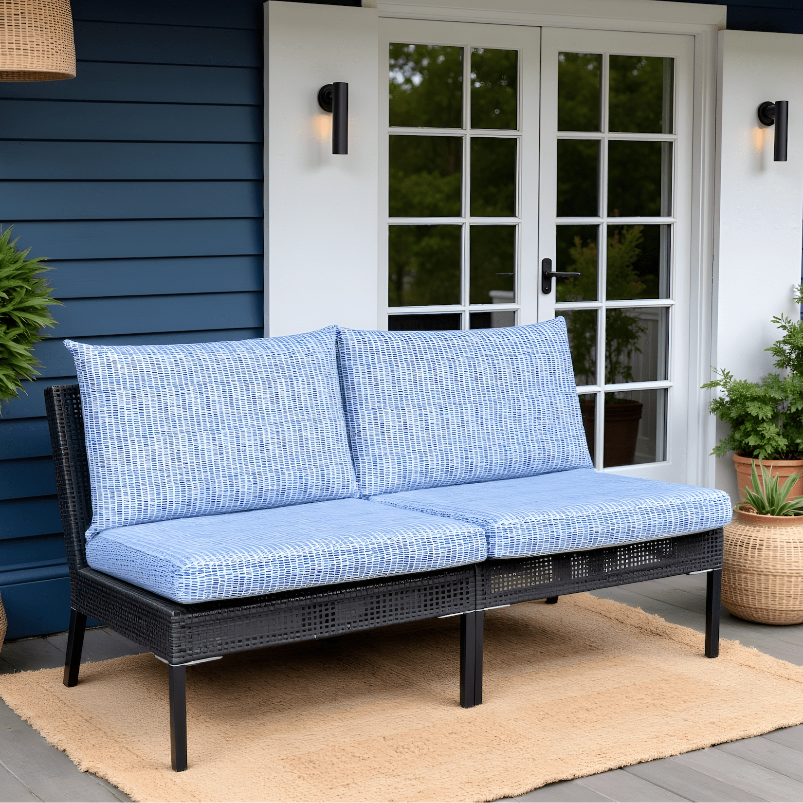 Blue Rain Outdoor Slipcover Set – 4 Pack (2 Pillow Covers + 2 Seat Covers) – Compatible with Select IKEA Cushions from PriceLows™