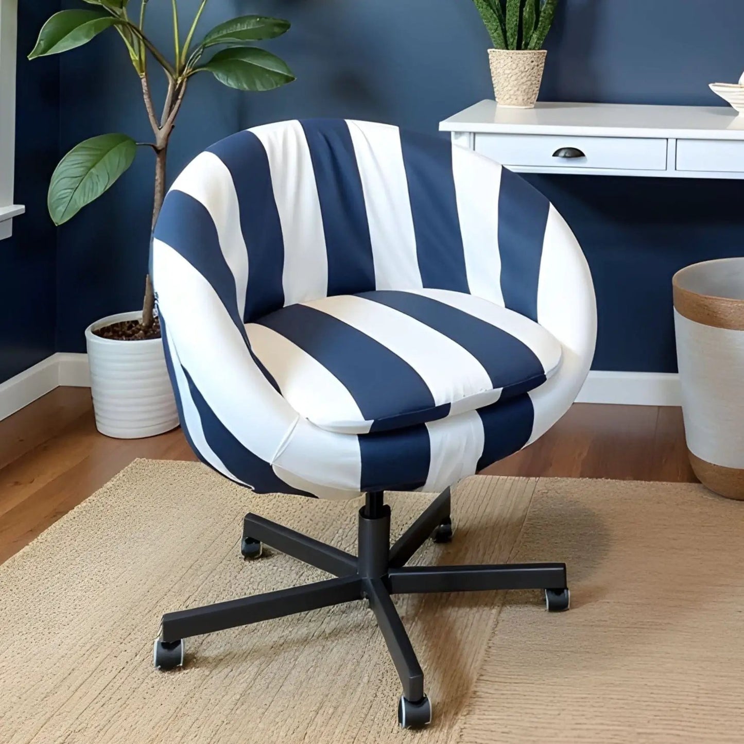 Navy Blue and White Stripe Slipcover – Compatible with IKEA Skruvsta Chair from PriceLows™
