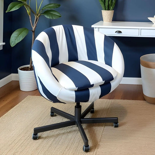 Navy Blue and White Stripe Slipcover – Compatible with IKEA Skruvsta Chair from PriceLows™