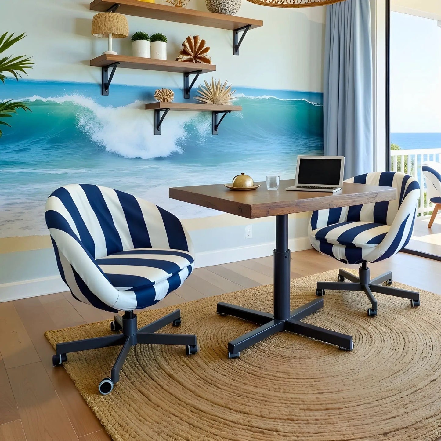 Navy Blue and White Stripe Slipcover – Compatible with IKEA Skruvsta Chair from PriceLows™