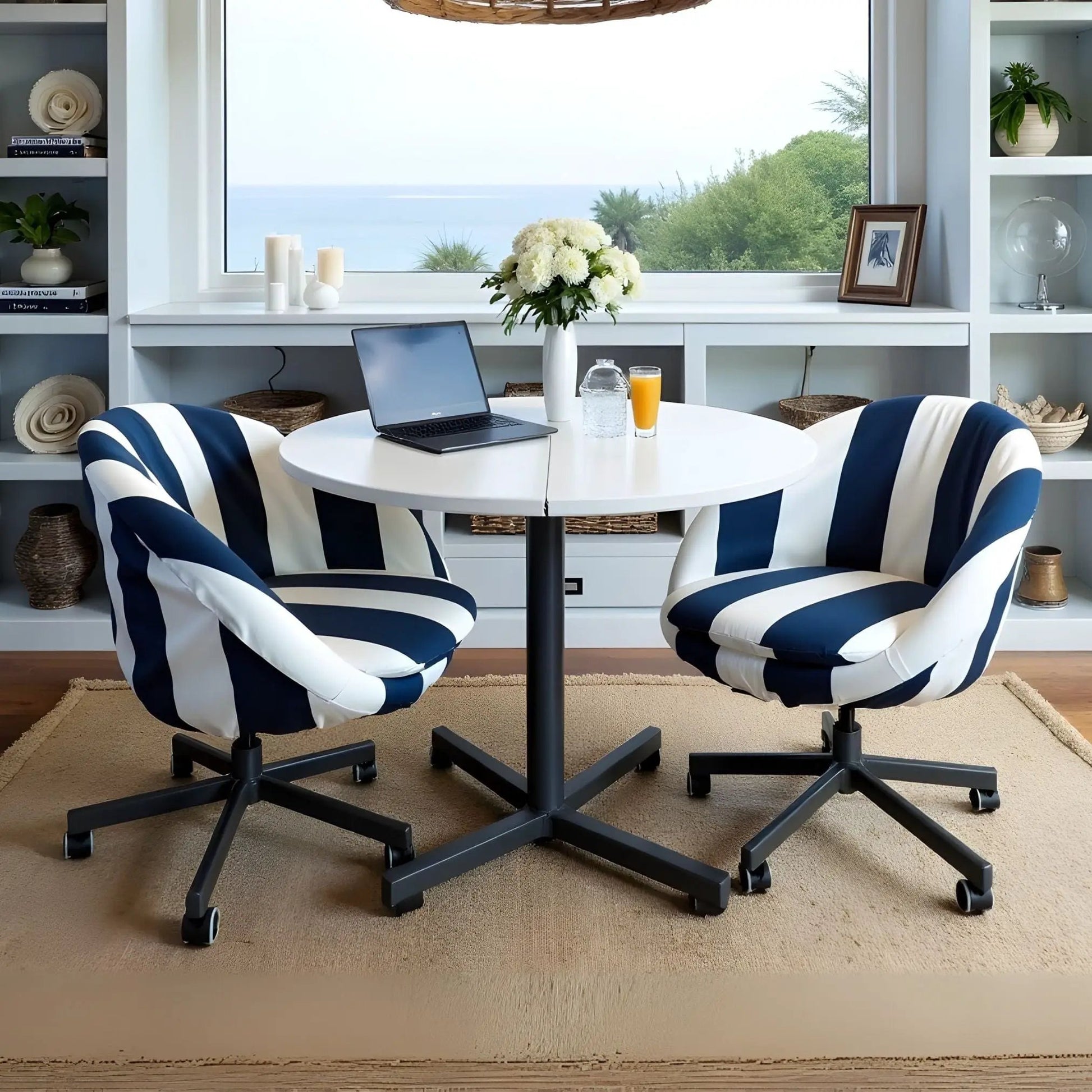 Navy Blue and White Stripe Slipcover – Compatible with IKEA Skruvsta Chair from PriceLows™