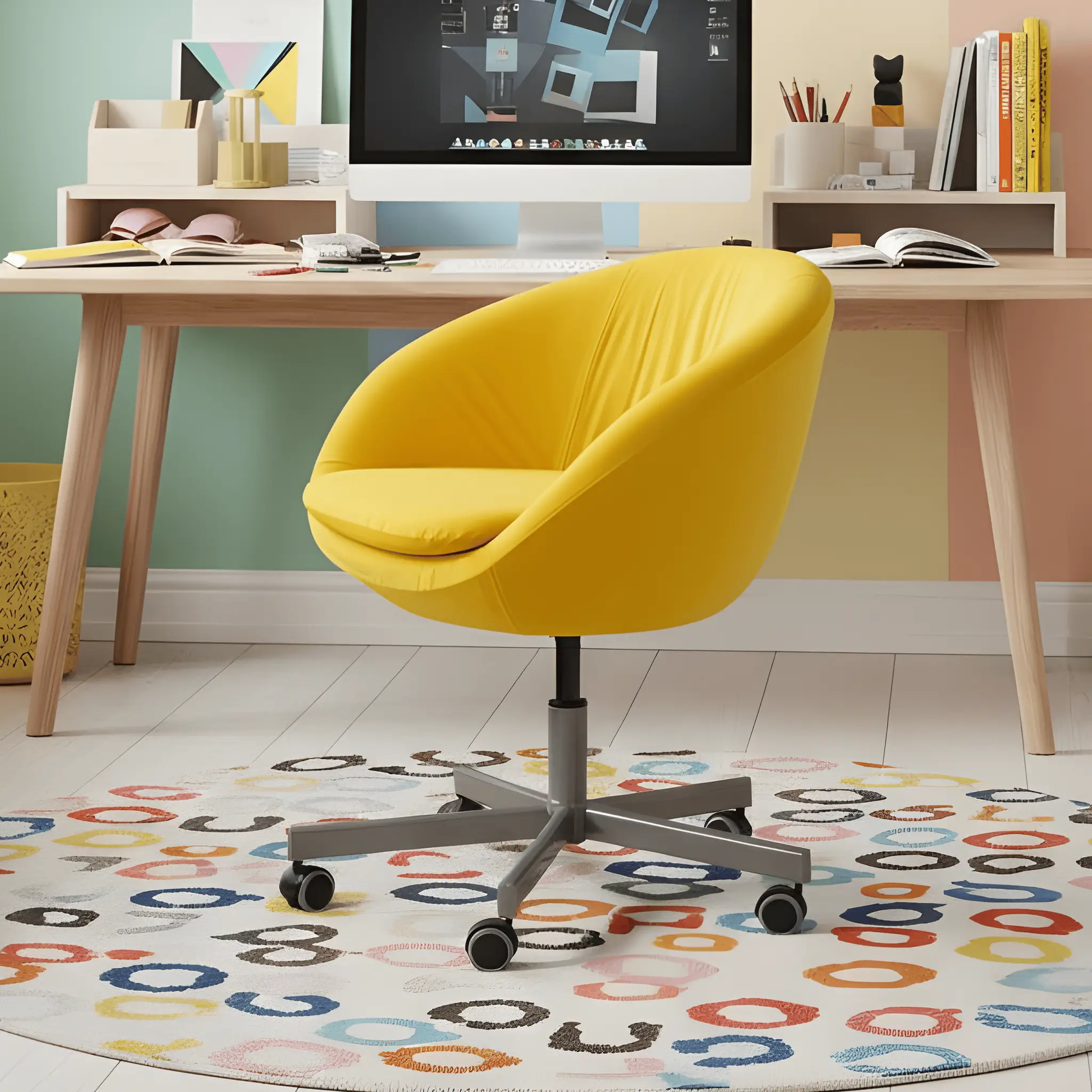 Bright Yellow Velvet Slipcover – Compatible with IKEA Skruvsta Chair from PriceLows™