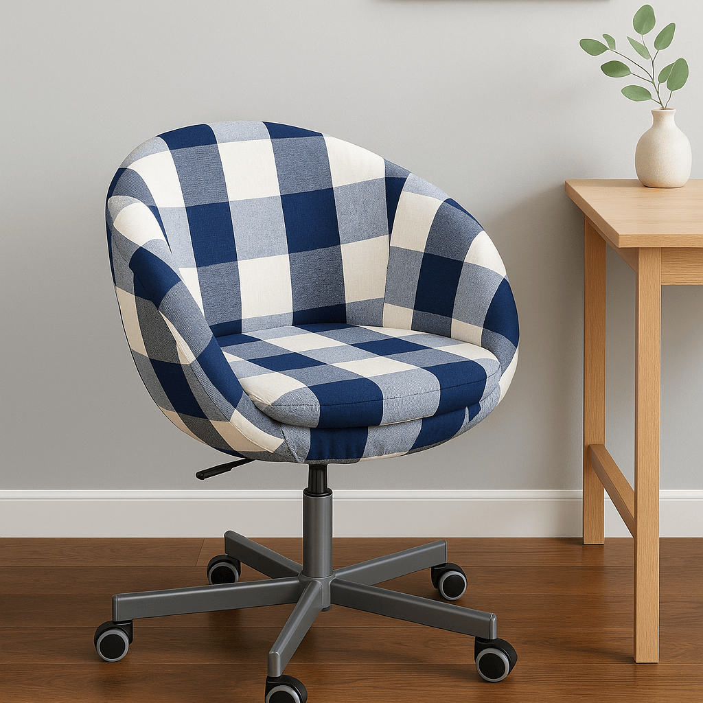 Navy Blue Buffalo Check Plaid Slipcover, Compatible with IKEA Skruvsta Chair – Classic, Modern, and Custom-Fit from PriceLows™