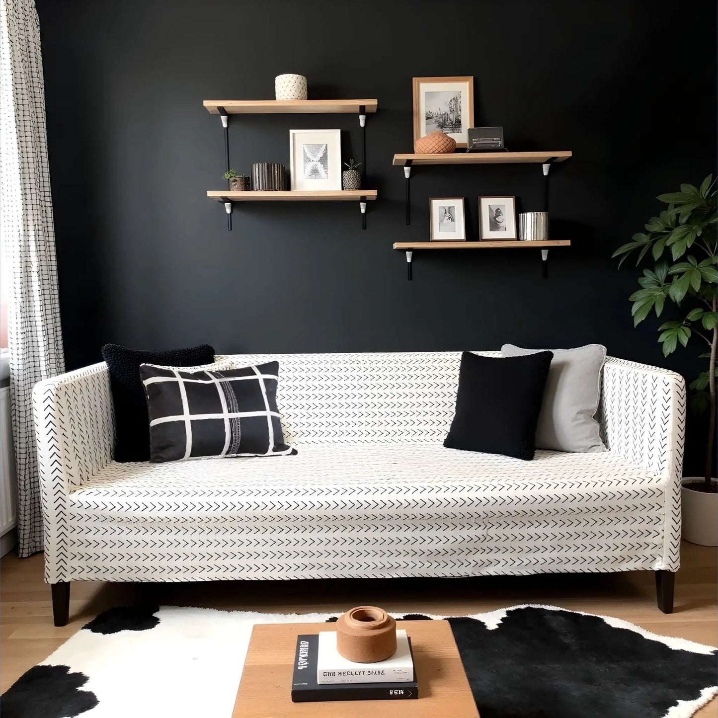 White Boho Mudcloth Slipcover – Compatible with IKEA Knopparp Sofa (2-Seater or 3-Seater) from PriceLows™