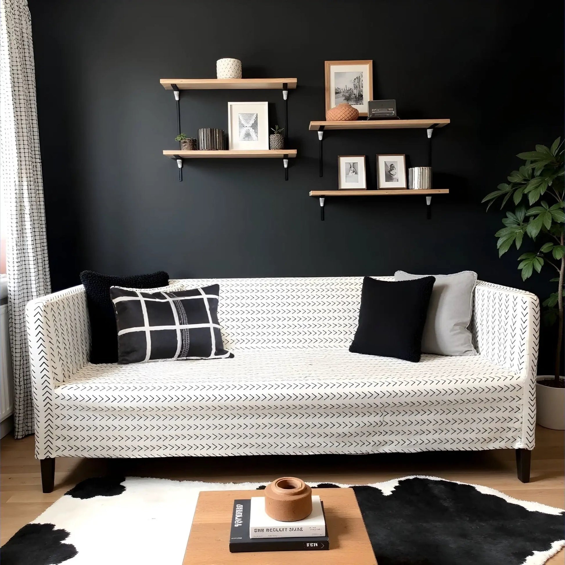 White Boho Mudcloth Slipcover – Compatible with IKEA Knopparp Sofa (2-Seater or 3-Seater) from PriceLows™