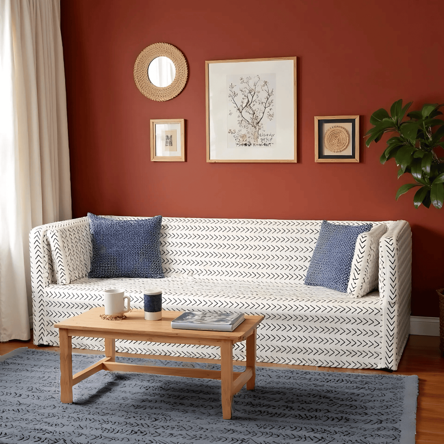 White Boho Mudcloth Slipcover – Compatible with IKEA Knopparp Sofa (2-Seater or 3-Seater) from PriceLows™