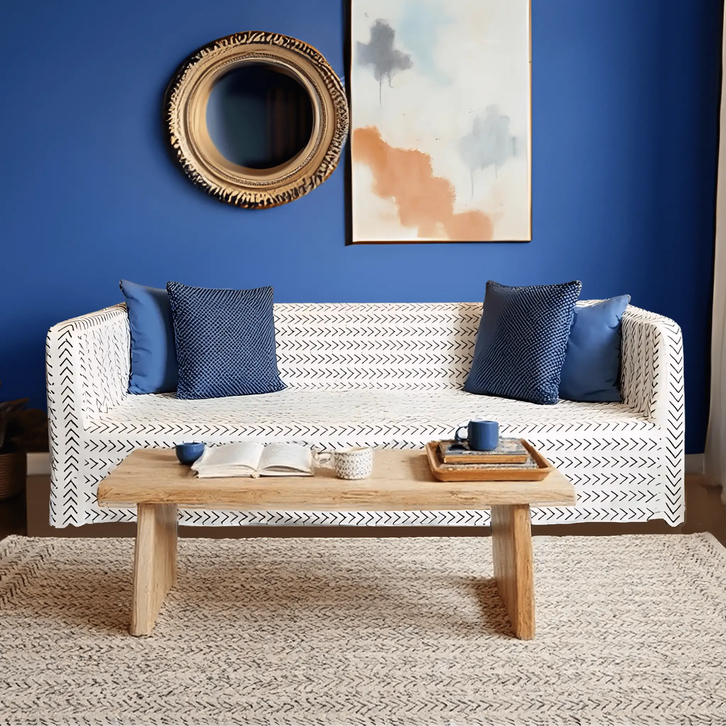 White Boho Mudcloth Slipcover – Compatible with IKEA Knopparp Sofa (2-Seater or 3-Seater) from PriceLows™