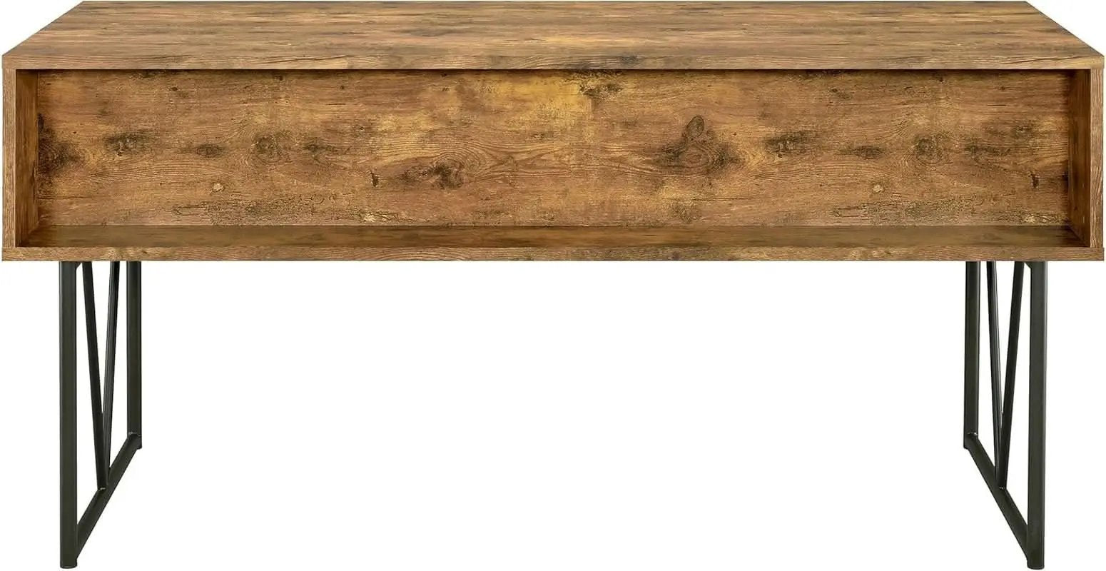 Rustic 63 Inch Writing Desk with Four Storage Drawers from PriceLows™