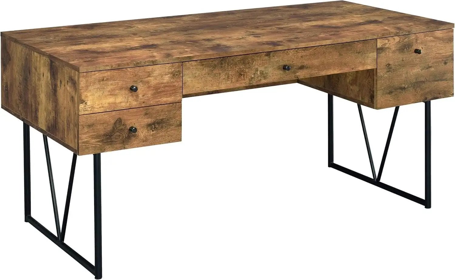 Rustic 63 Inch Writing Desk with Four Storage Drawers from PriceLows™