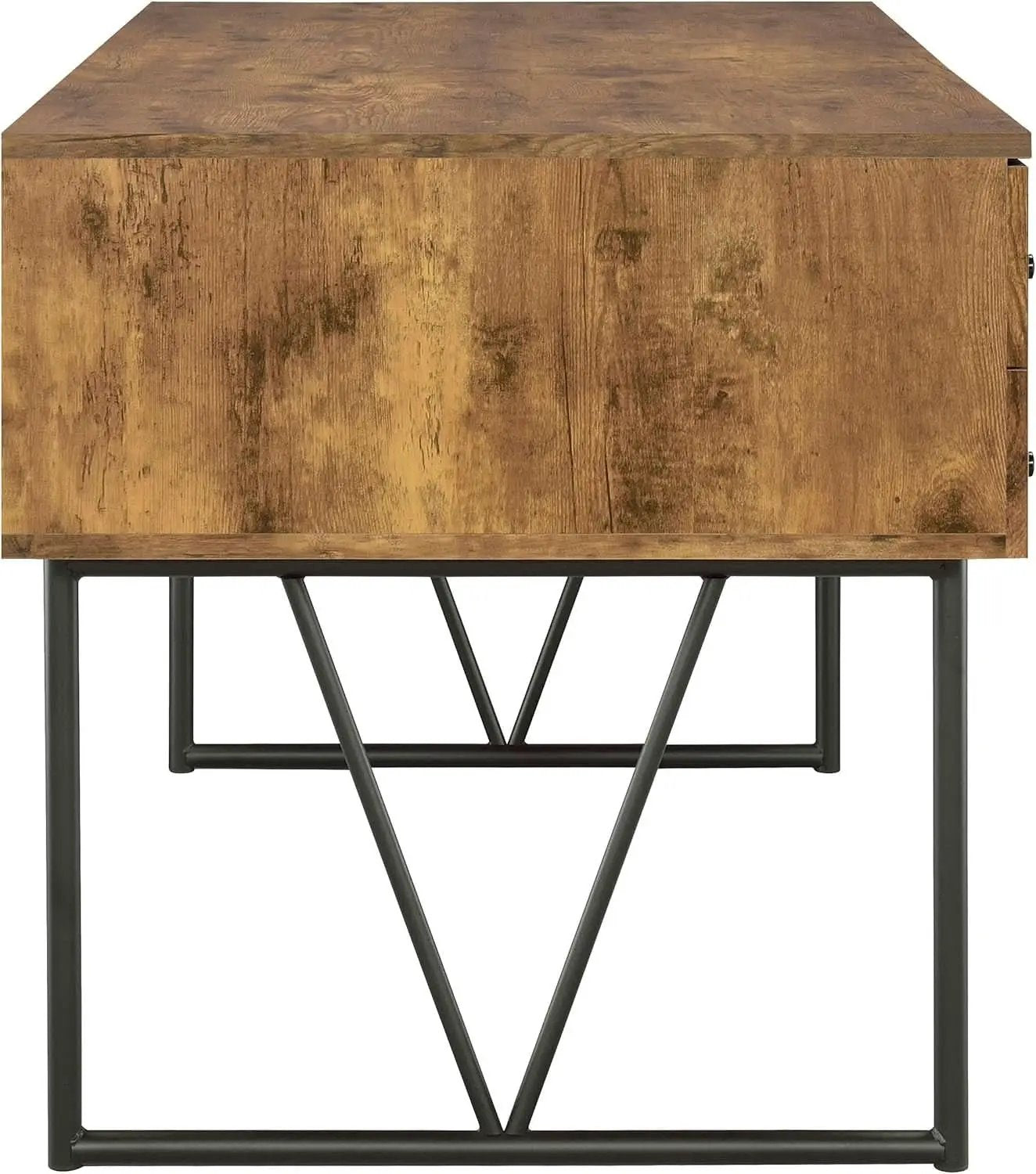 Rustic 63 Inch Writing Desk with Four Storage Drawers from PriceLows™