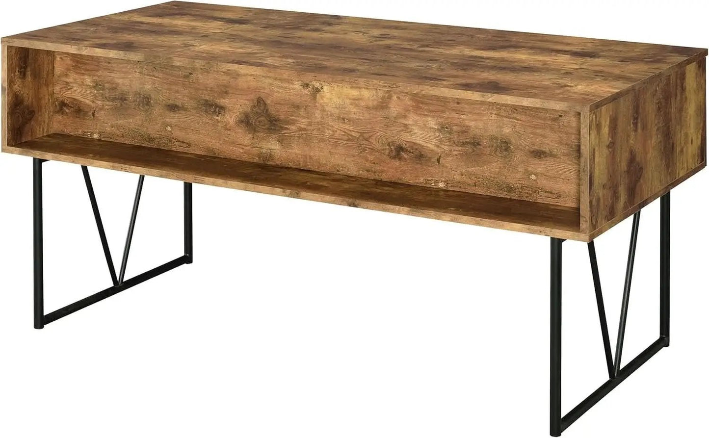 Rustic 63 Inch Writing Desk with Four Storage Drawers from PriceLows™