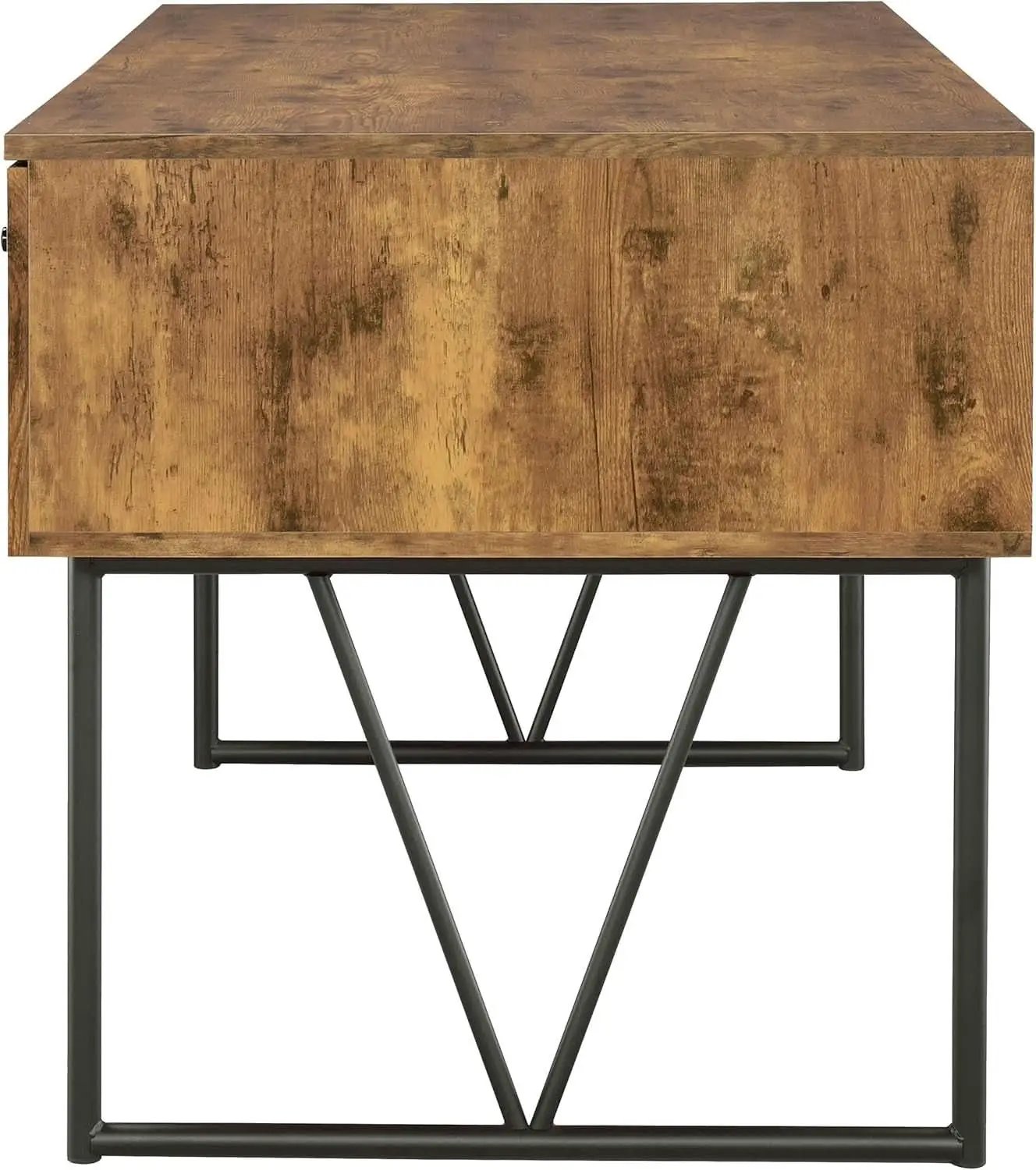 Rustic 63 Inch Writing Desk with Four Storage Drawers from PriceLows™