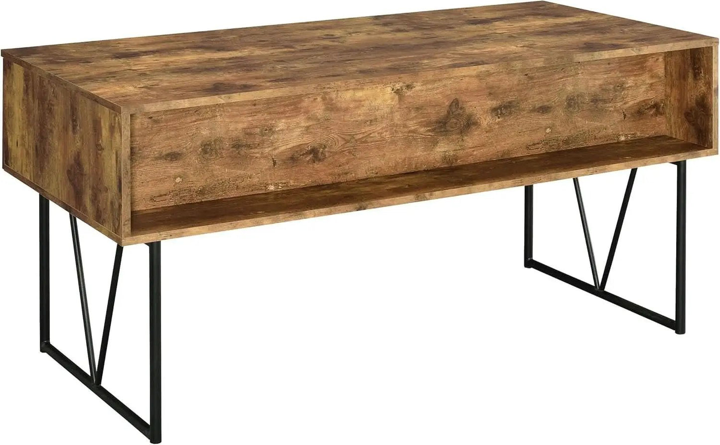 Rustic 63 Inch Writing Desk with Four Storage Drawers from PriceLows™