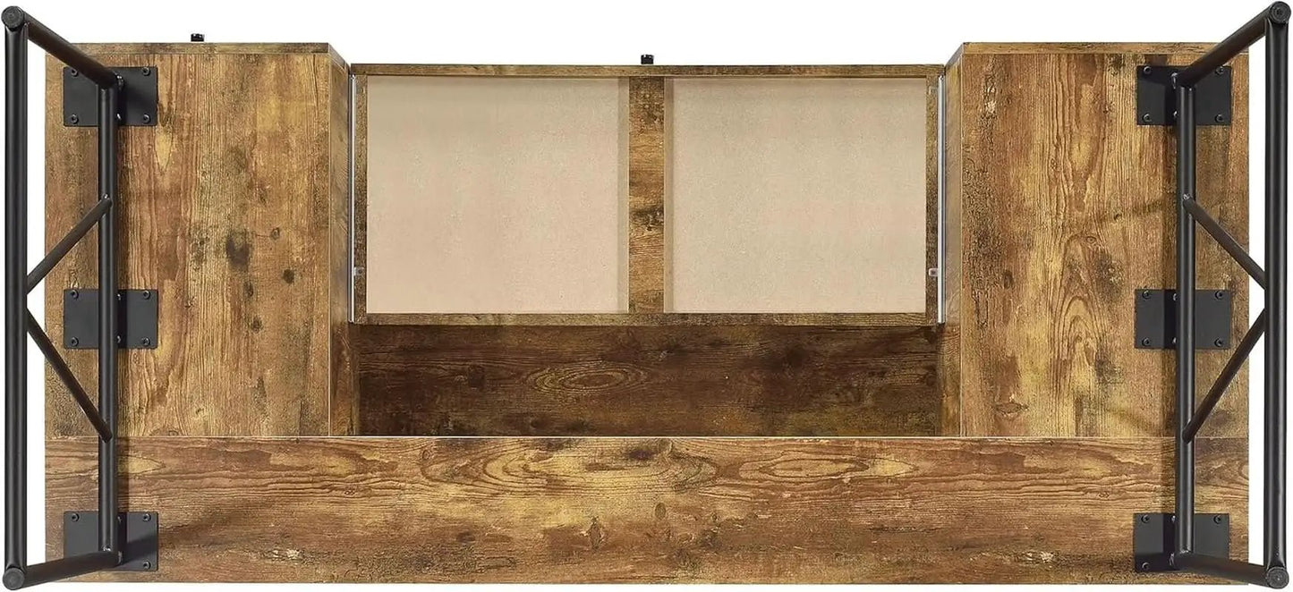 Rustic 63 Inch Writing Desk with Four Storage Drawers from PriceLows™