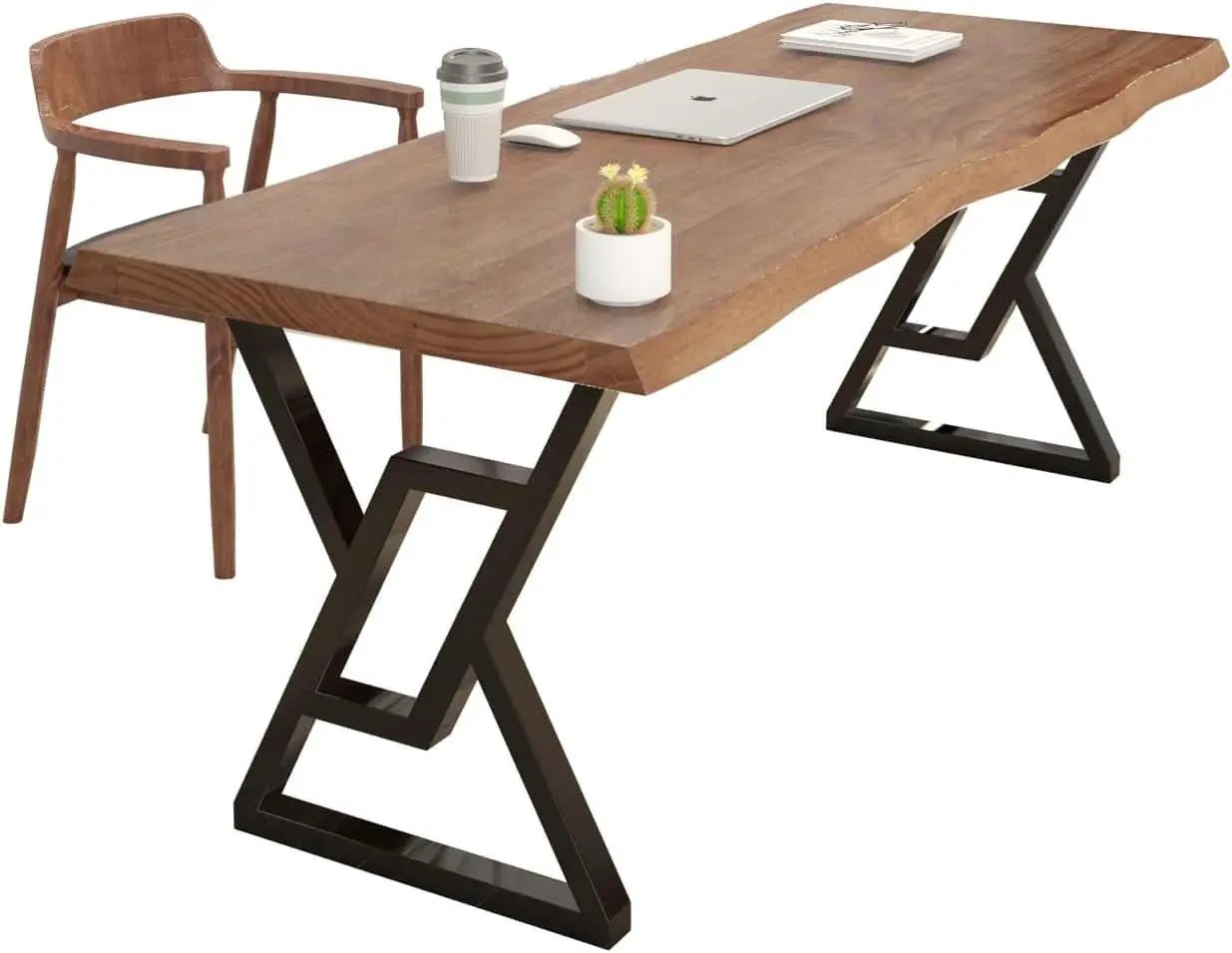 Rustic Brown 55 Inch Solid Wood Computer Desk Home Office from PriceLows™