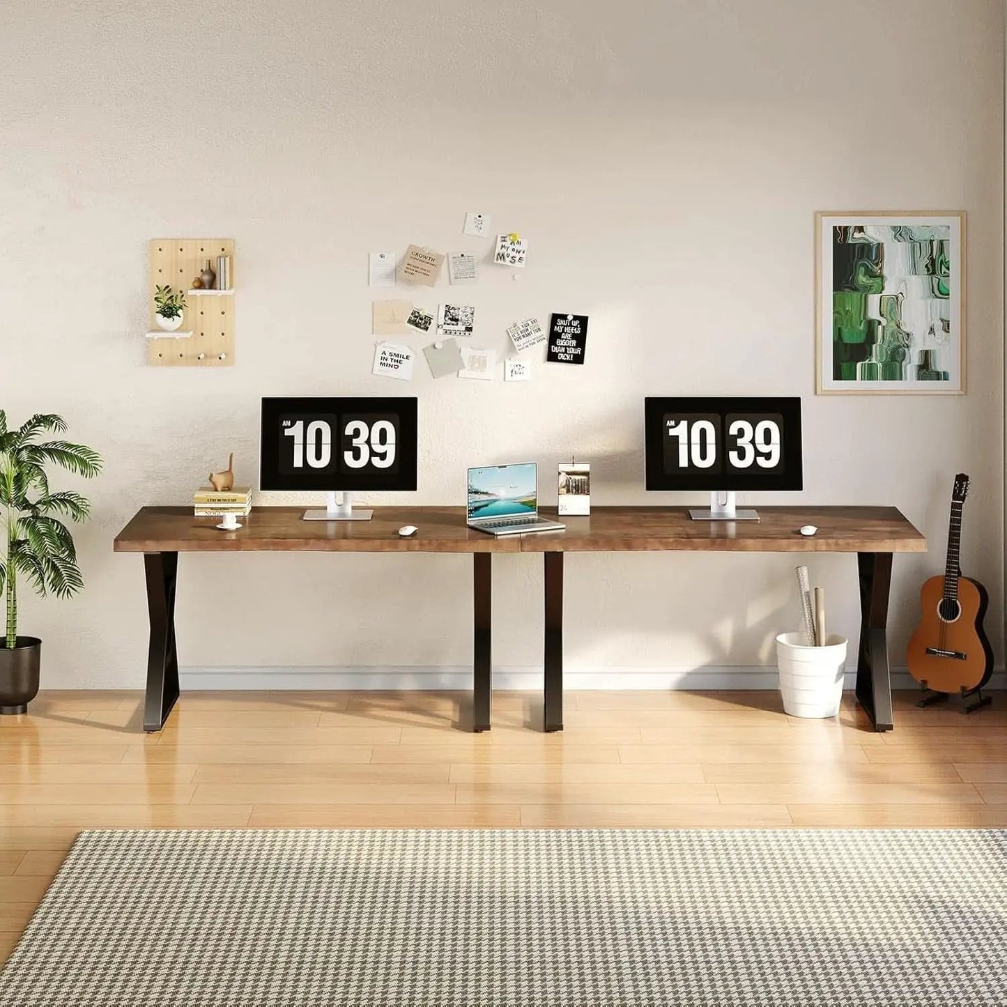 Rustic Brown 55 Inch Solid Wood Computer Desk Home Office from PriceLows™