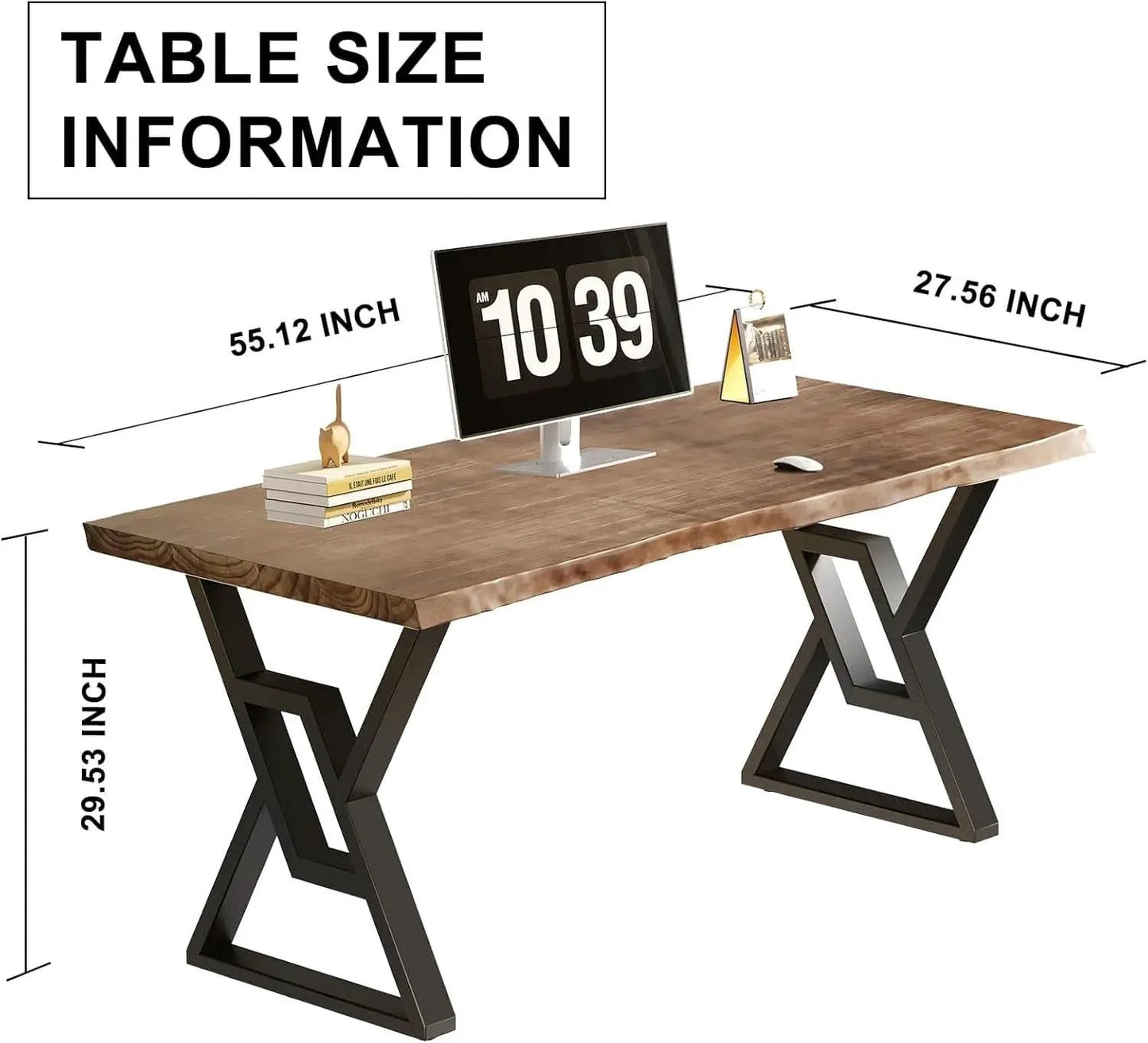 Rustic Brown 55 Inch Solid Wood Computer Desk Home Office from PriceLows™