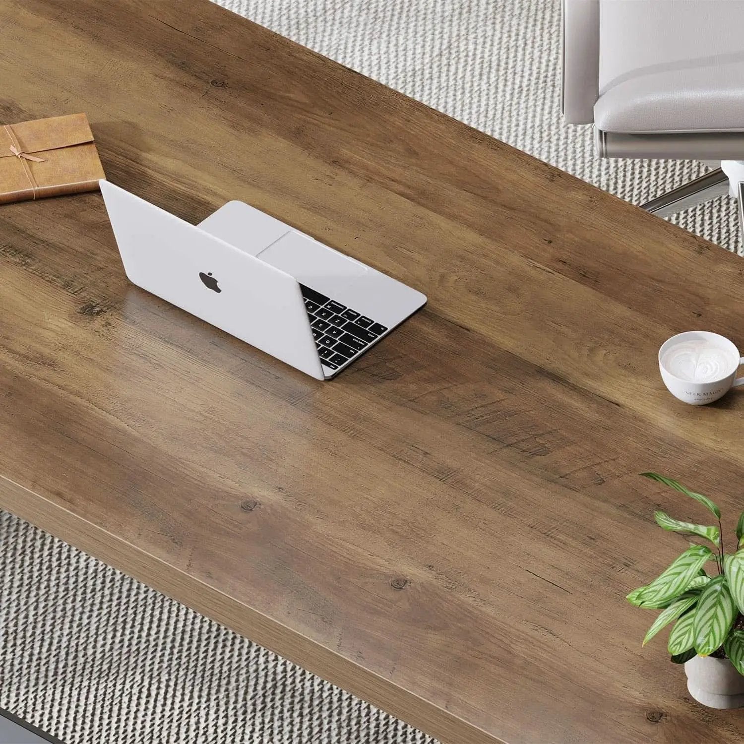 Rustic Oak 55 Inch Computer Desk For Home Office Modern from PriceLows™