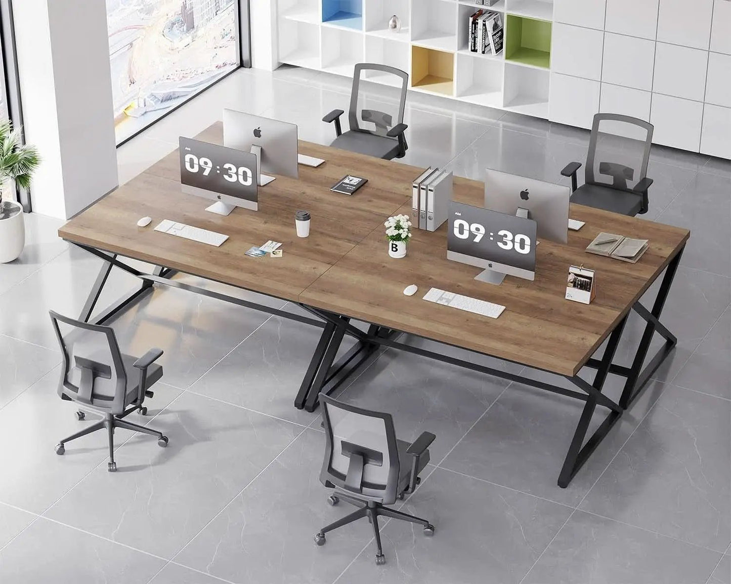 Rustic Oak 55 Inch Computer Desk For Home Office Modern from PriceLows™