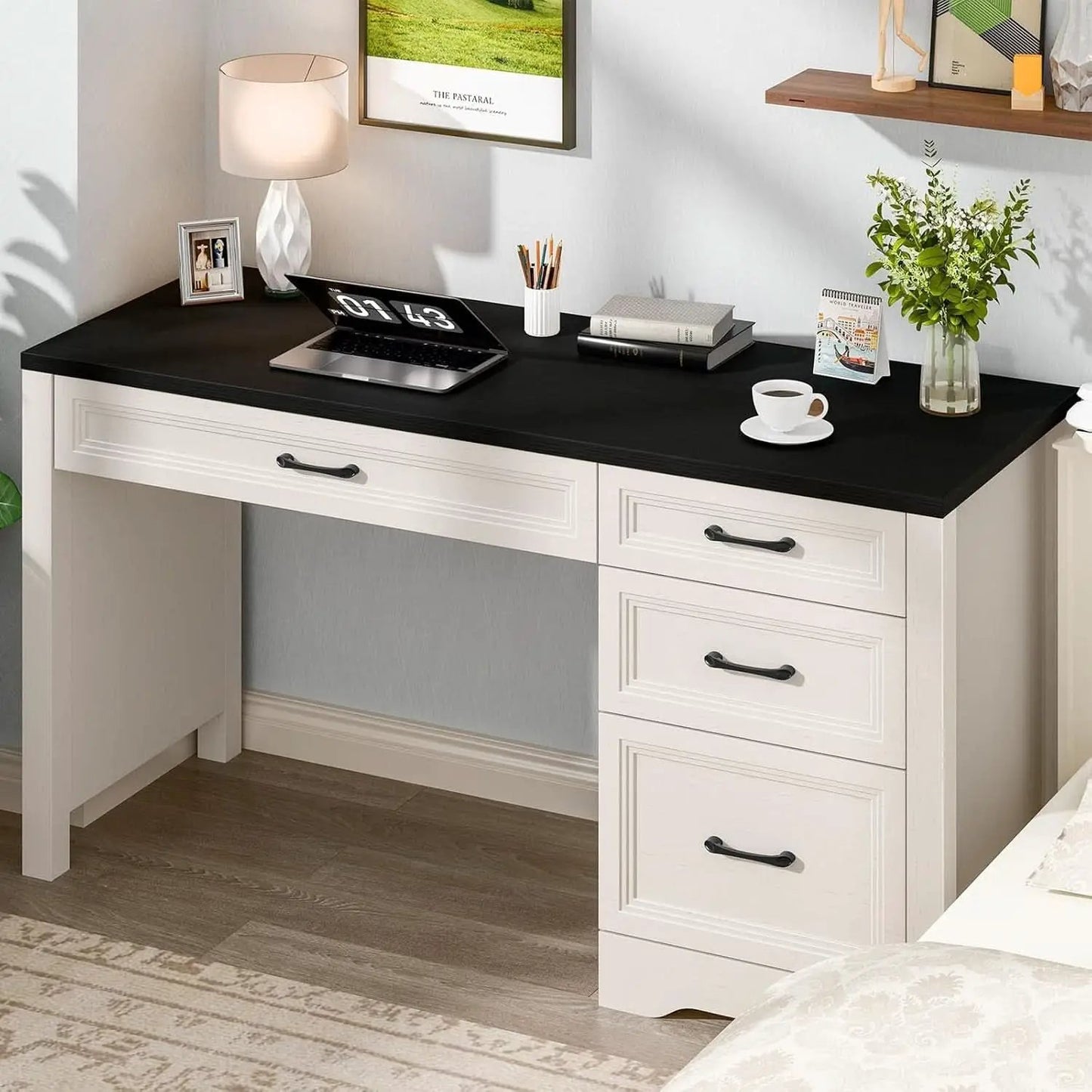 Rustic Farmhouse Executive Desk with Ample Storage Drawers from PriceLows™