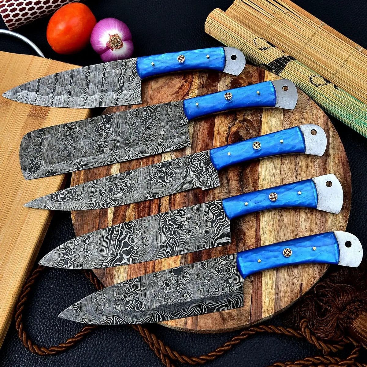DAMASCUS KITCHEN CHEF KNIVES SET | 10 Inch | Resin | Kitchen Knives Set