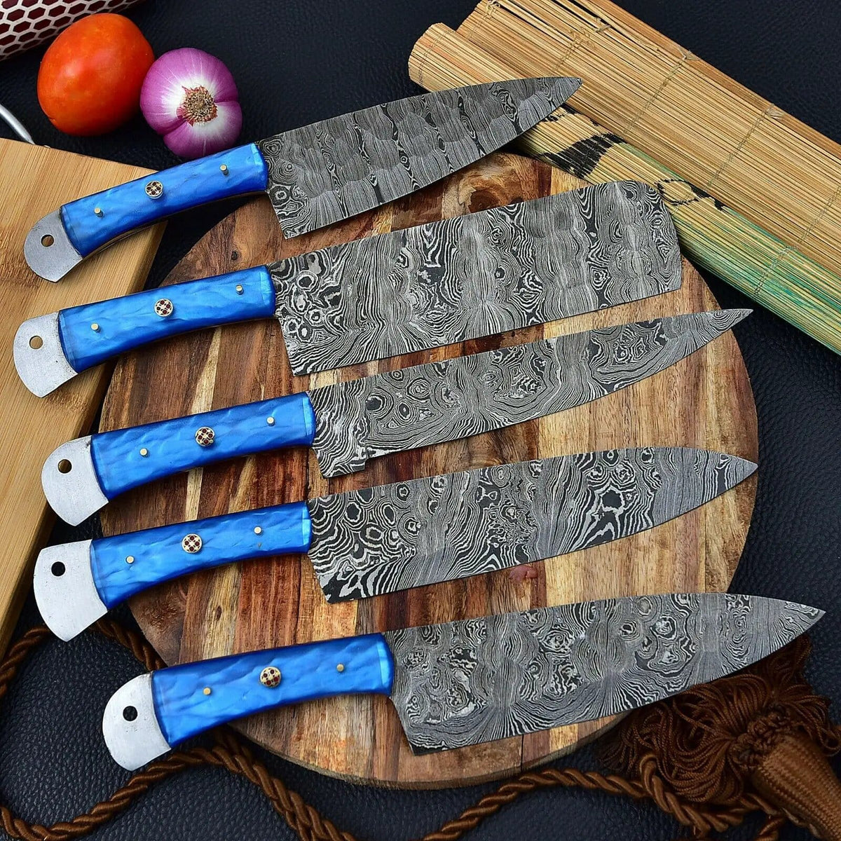 DAMASCUS KITCHEN CHEF KNIVES SET | 10 Inch | Resin | Kitchen Knives Set