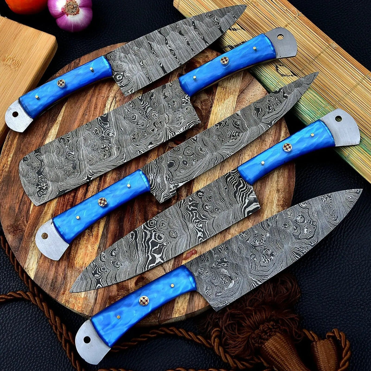 DAMASCUS KITCHEN CHEF KNIVES SET | 10 Inch | Resin | Kitchen Knives Set