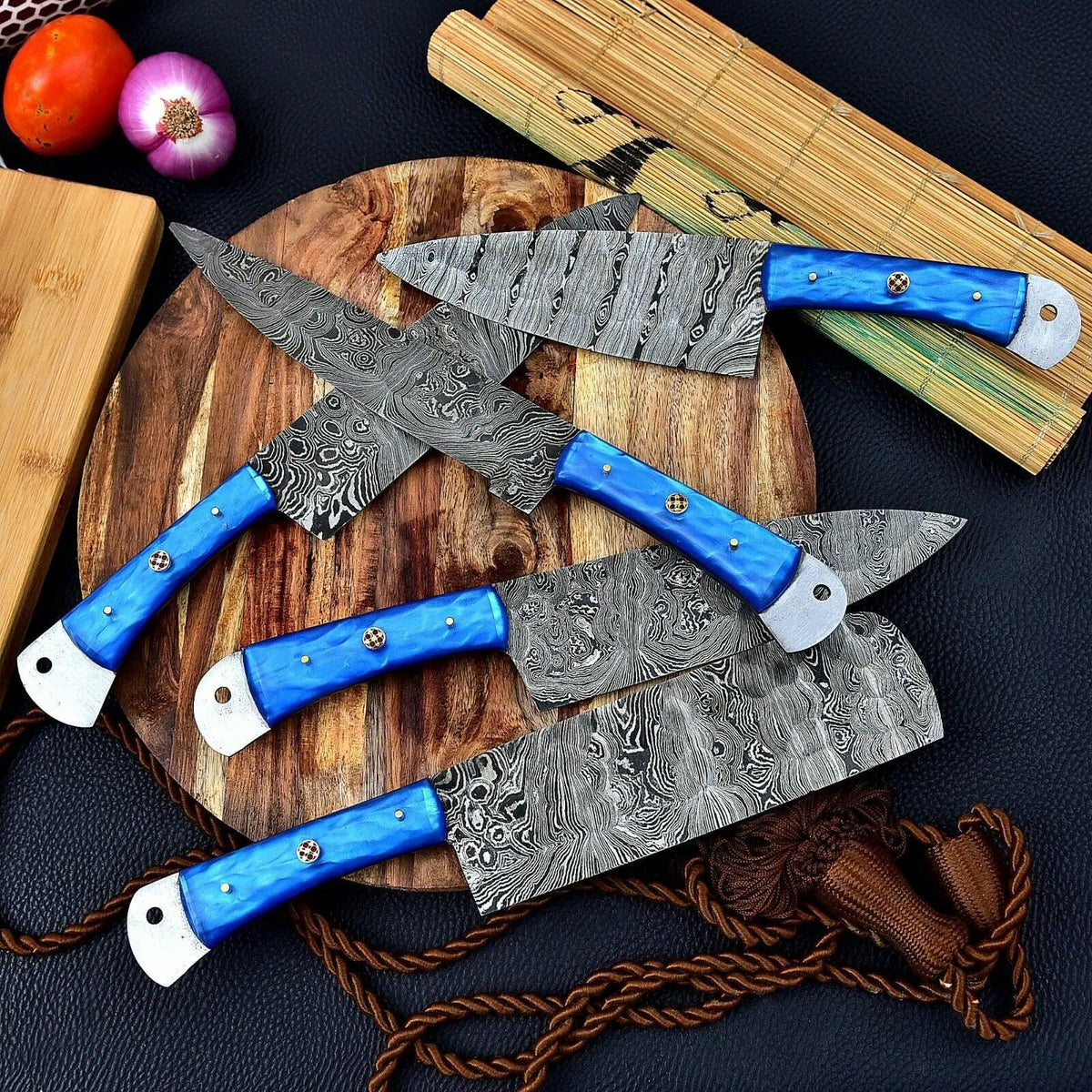 DAMASCUS KITCHEN CHEF KNIVES SET | 10 Inch | Resin | Kitchen Knives Set