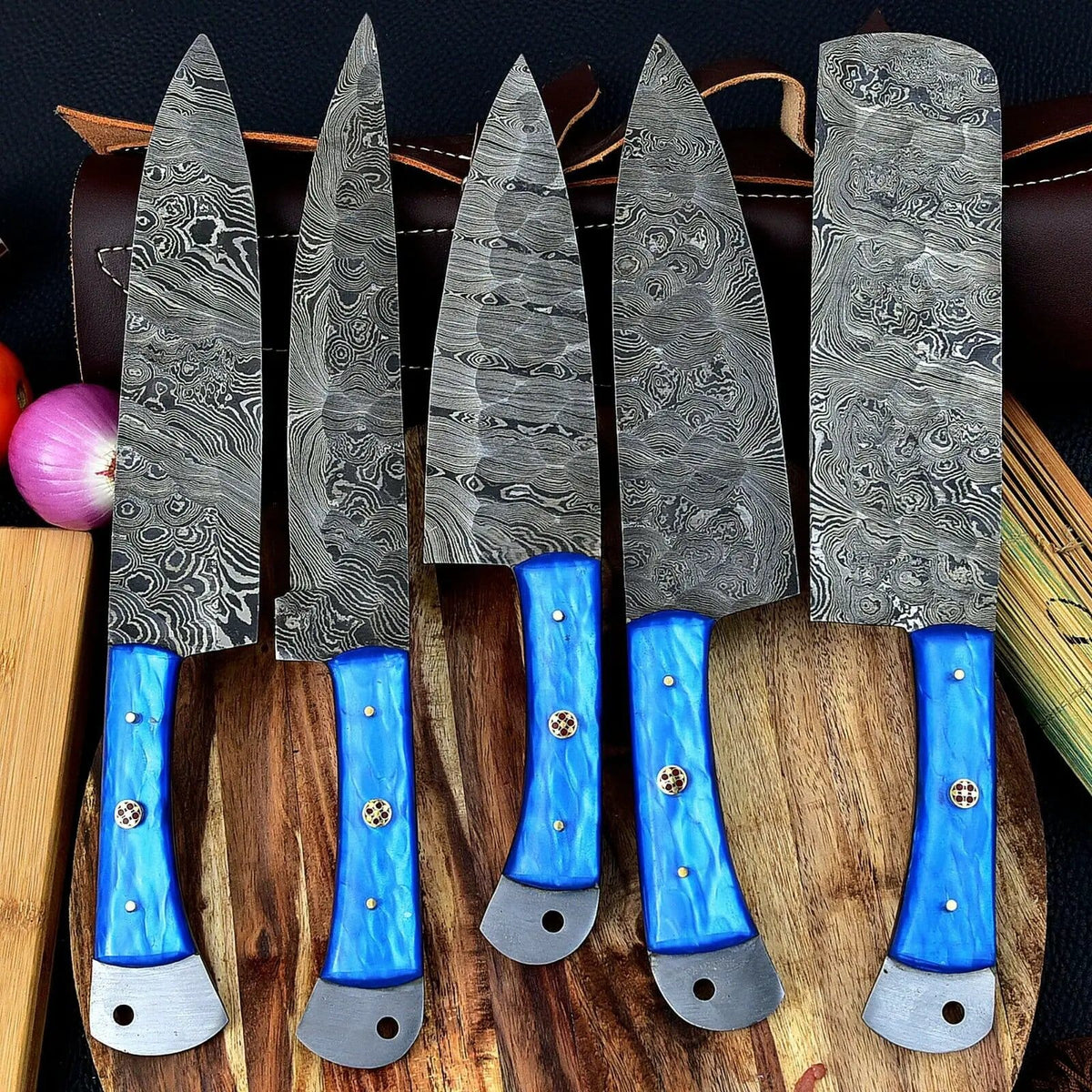 DAMASCUS KITCHEN CHEF KNIVES SET | 10 Inch | Resin | Kitchen Knives Set
