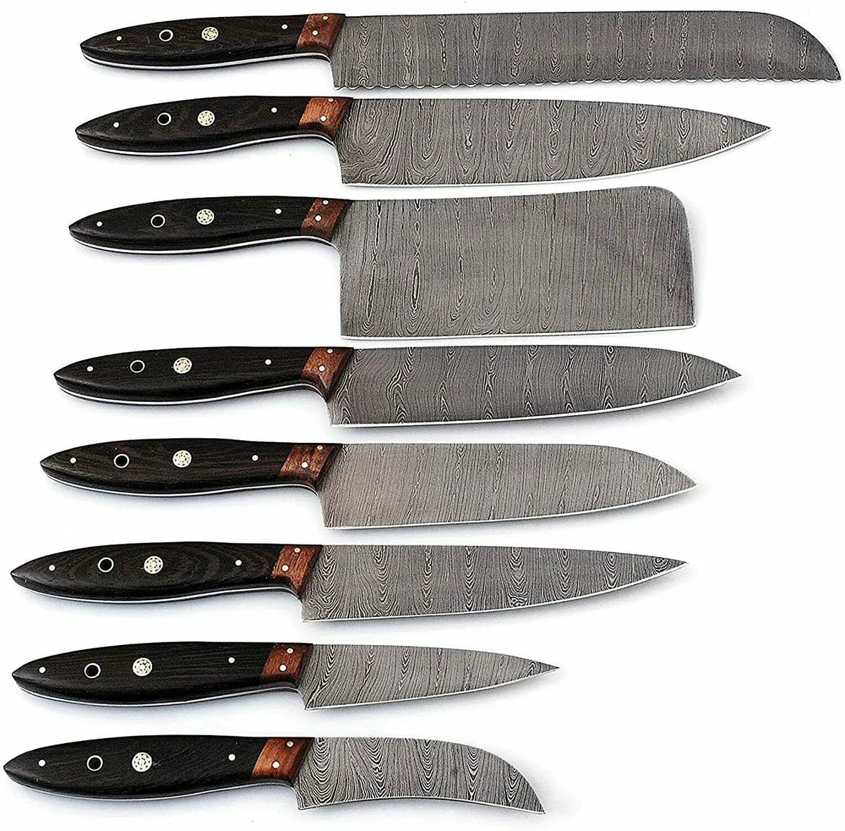DAMASCUS KITCHEN CHEF KNIVES SET (Style 2) | 8.5 Inch | Rose Wood | Kitchen Knives Set