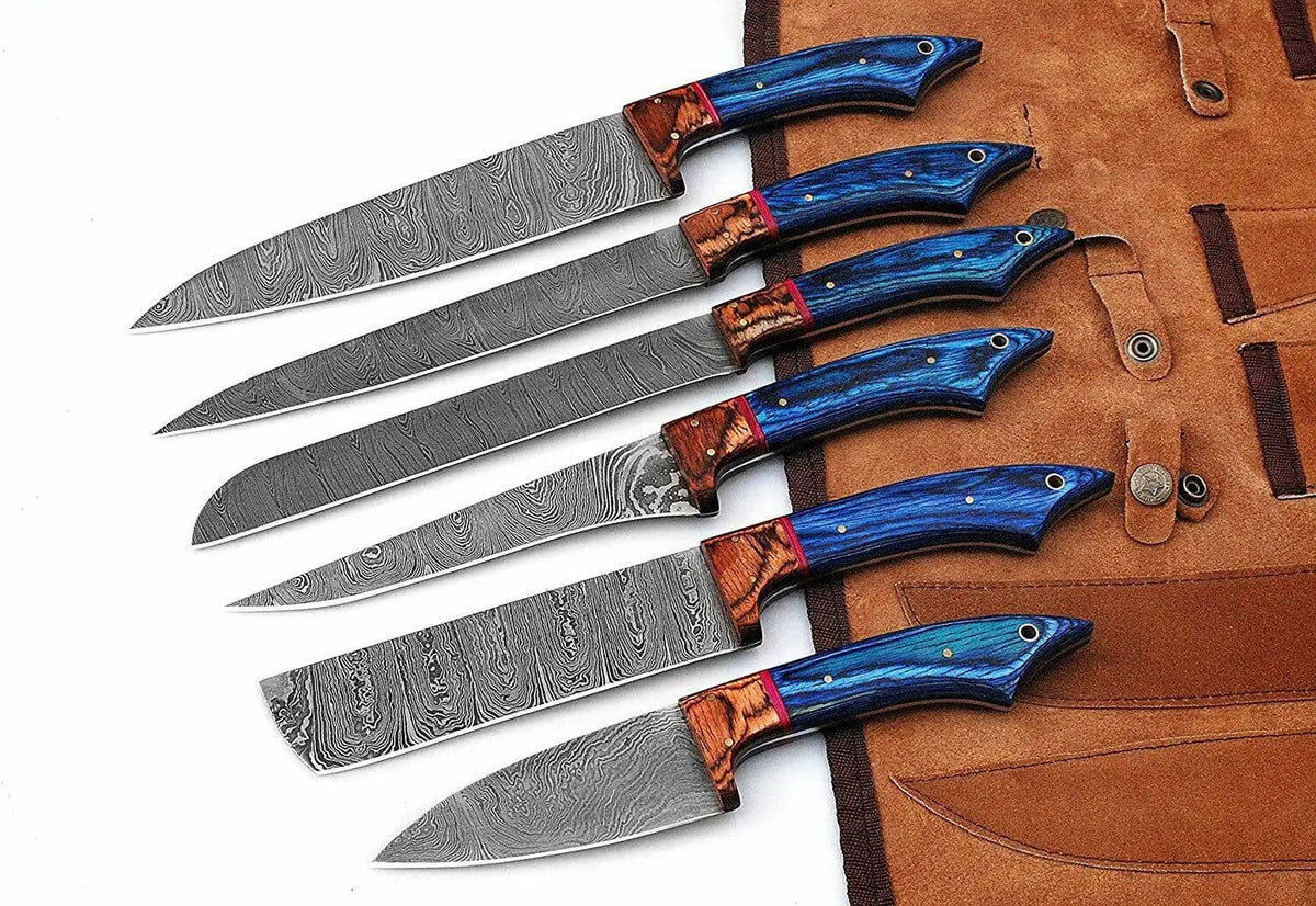DAMASCUS KITCHEN CHEF KNIVES SET | 9 Inch | Wood | Kitchen Knives Set