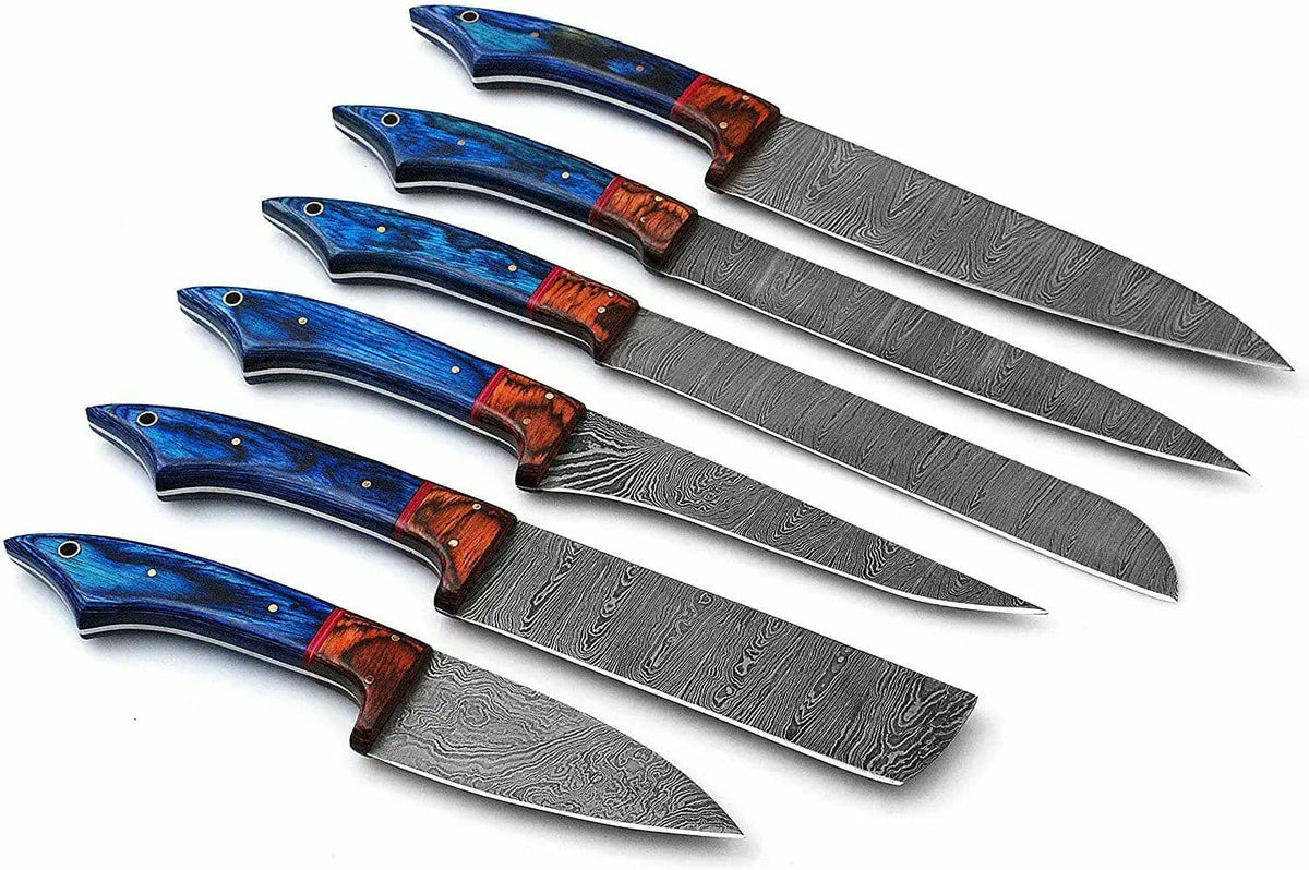 DAMASCUS KITCHEN CHEF KNIVES SET | 9 Inch | Wood | Kitchen Knives Set