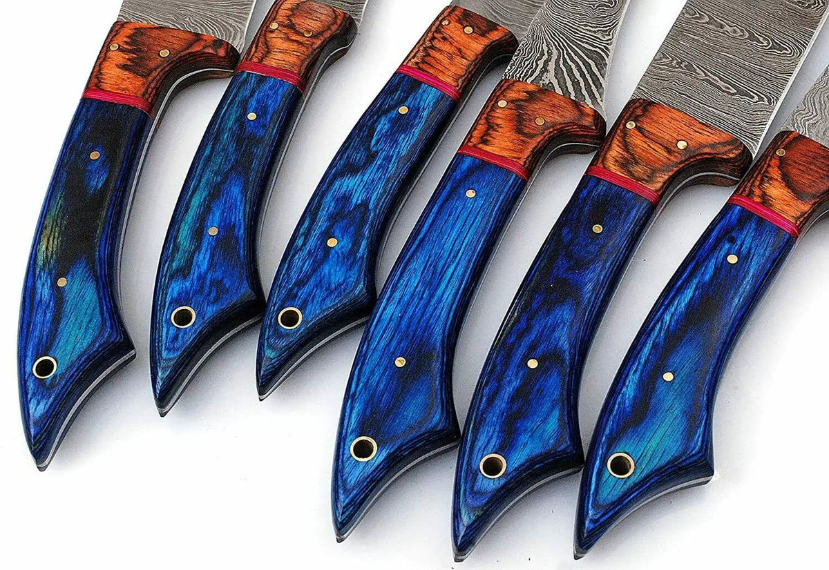 DAMASCUS KITCHEN CHEF KNIVES SET | 9 Inch | Wood | Kitchen Knives Set