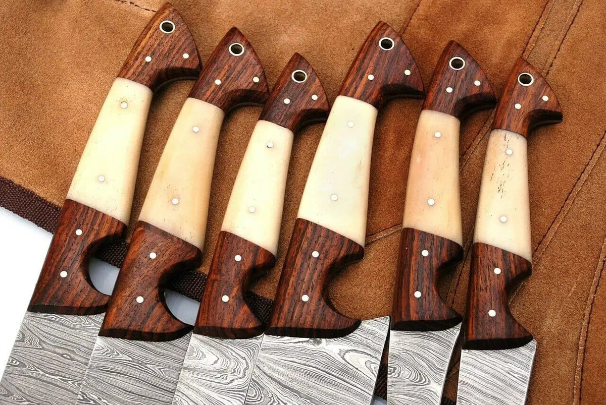 DAMASCUS KITCHEN CHEF KNIVES SET | 8.5 Inch | Rose Wood | Kitchen Knives Set