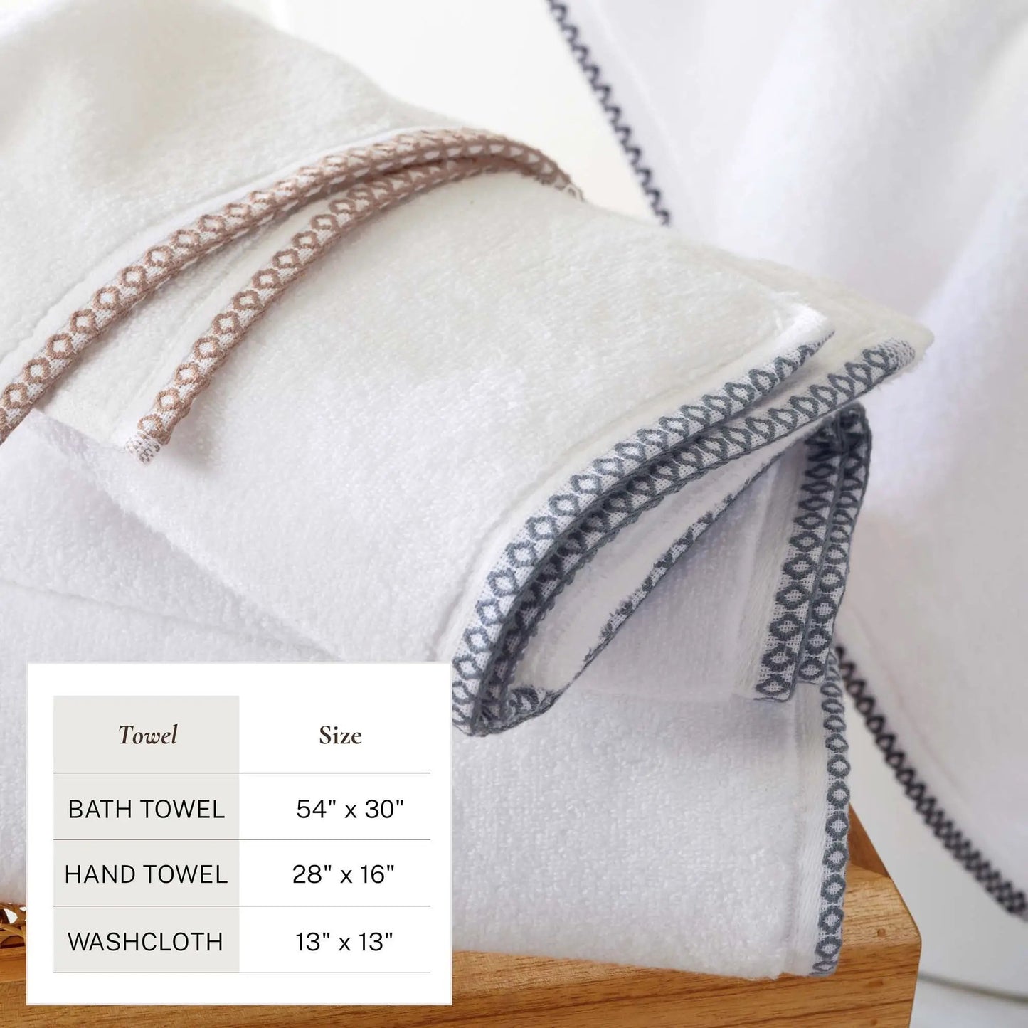 Cotton Border-Stitched 6-Piece Towel Set - Valery Collection from PriceLows™